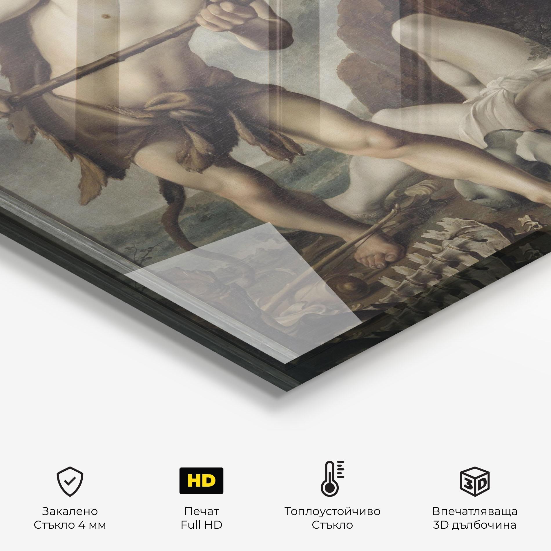 Стъклен панел за кухня Hunting Dragons mockup 2