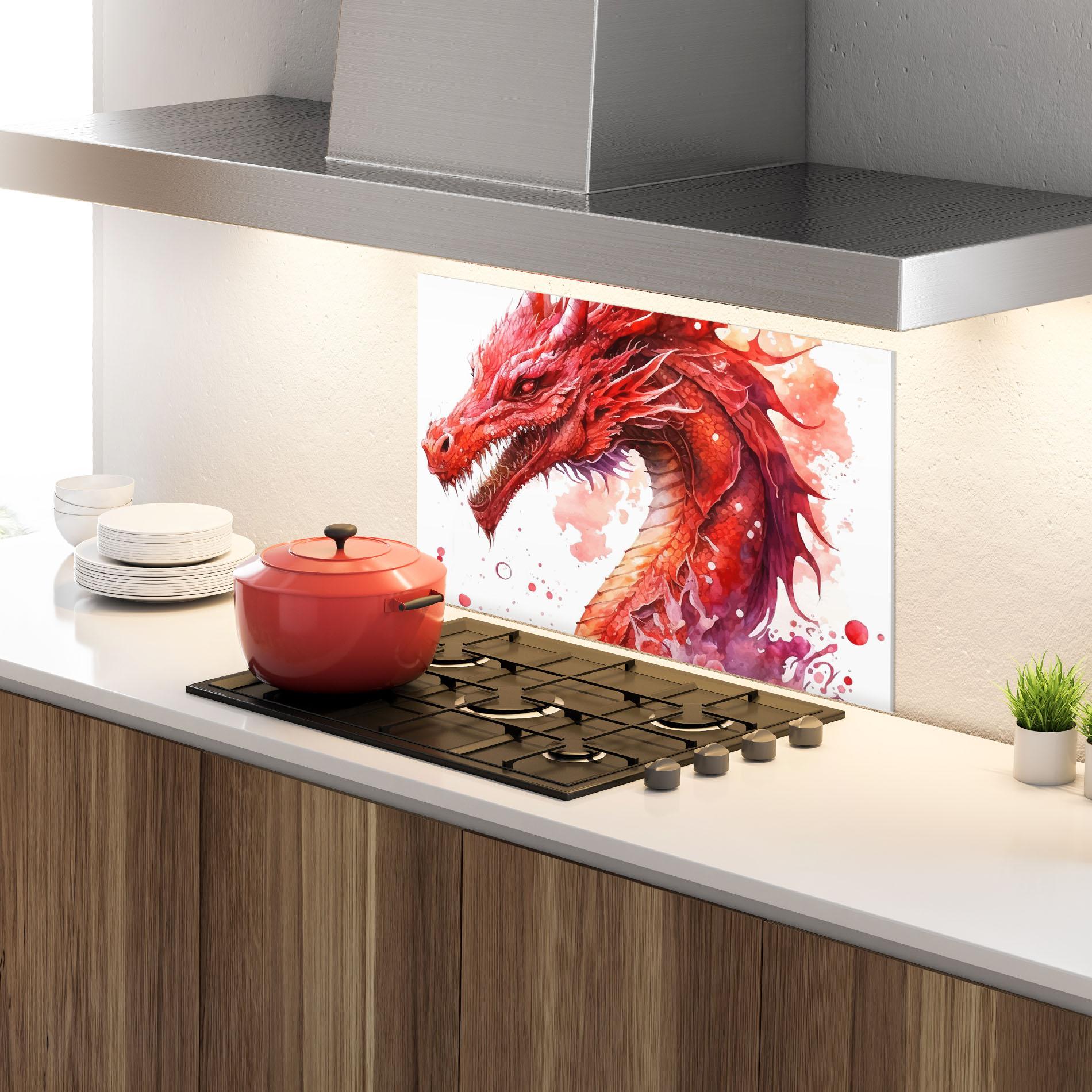 Стъклен панел за кухня Red Dragon Art mockup 4
