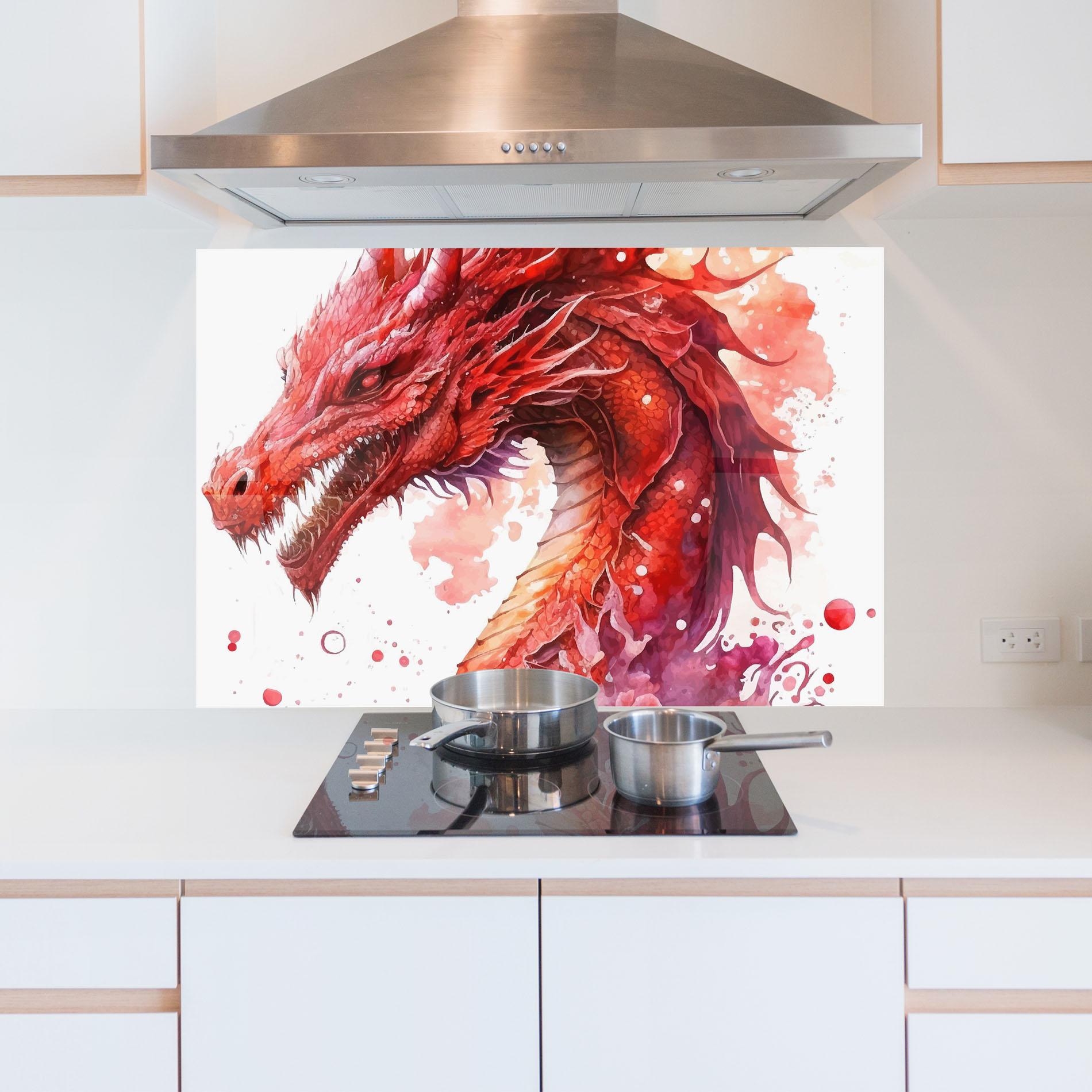 Стъклен панел за кухня Red Dragon Art mockup 5