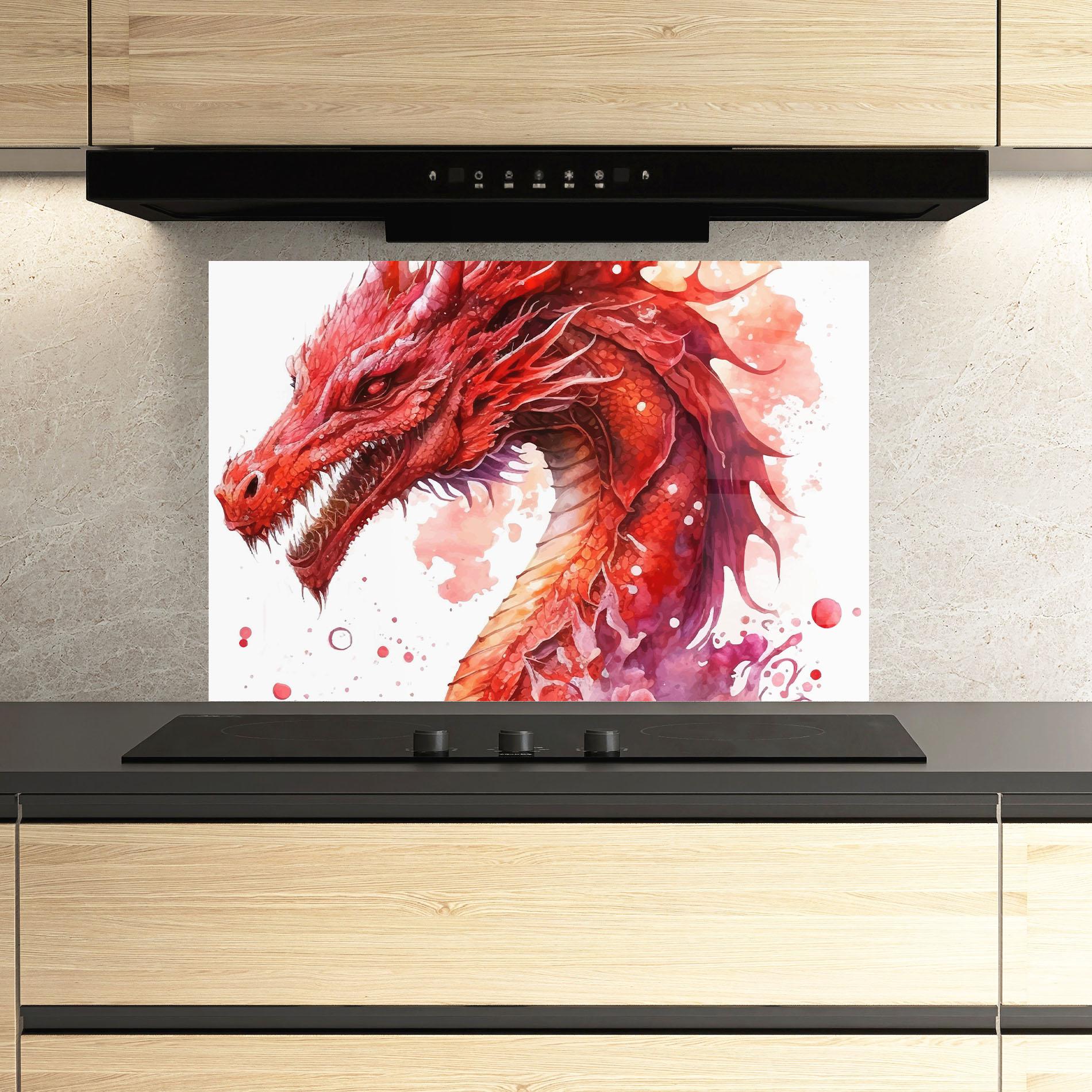 Стъклен панел за кухня Red Dragon Art mockup 3