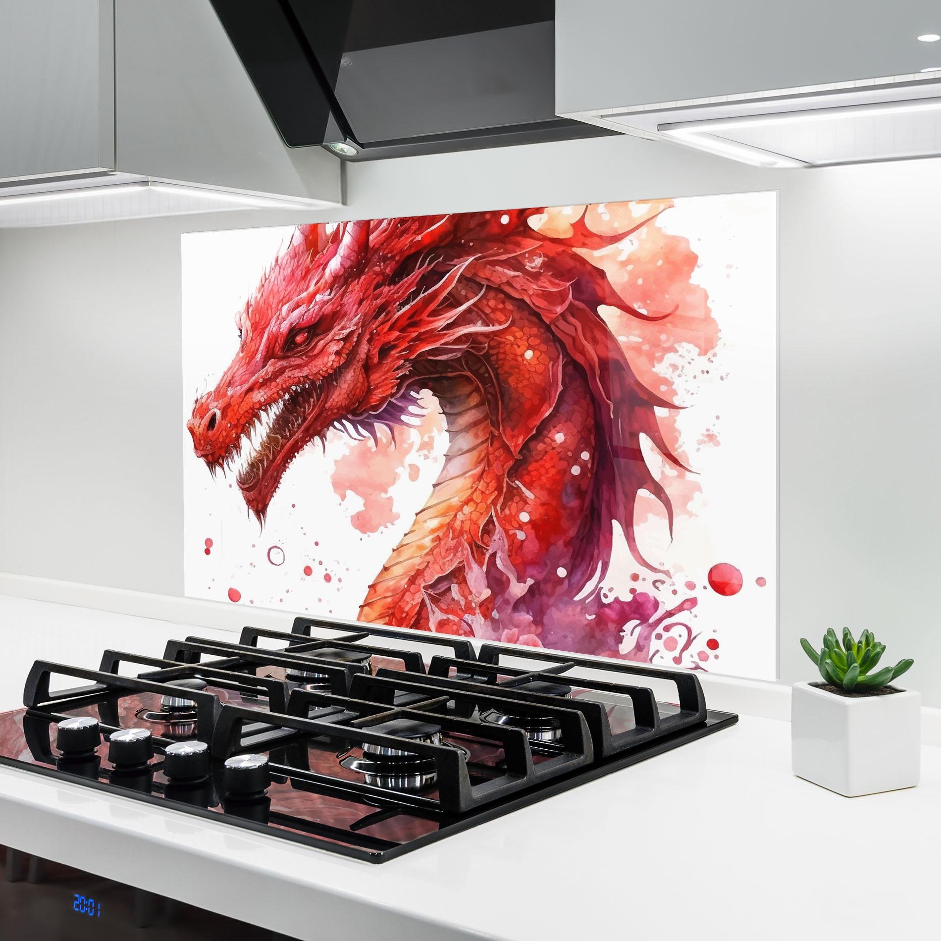 Стъклен панел за кухня Red Dragon Art mockup 6