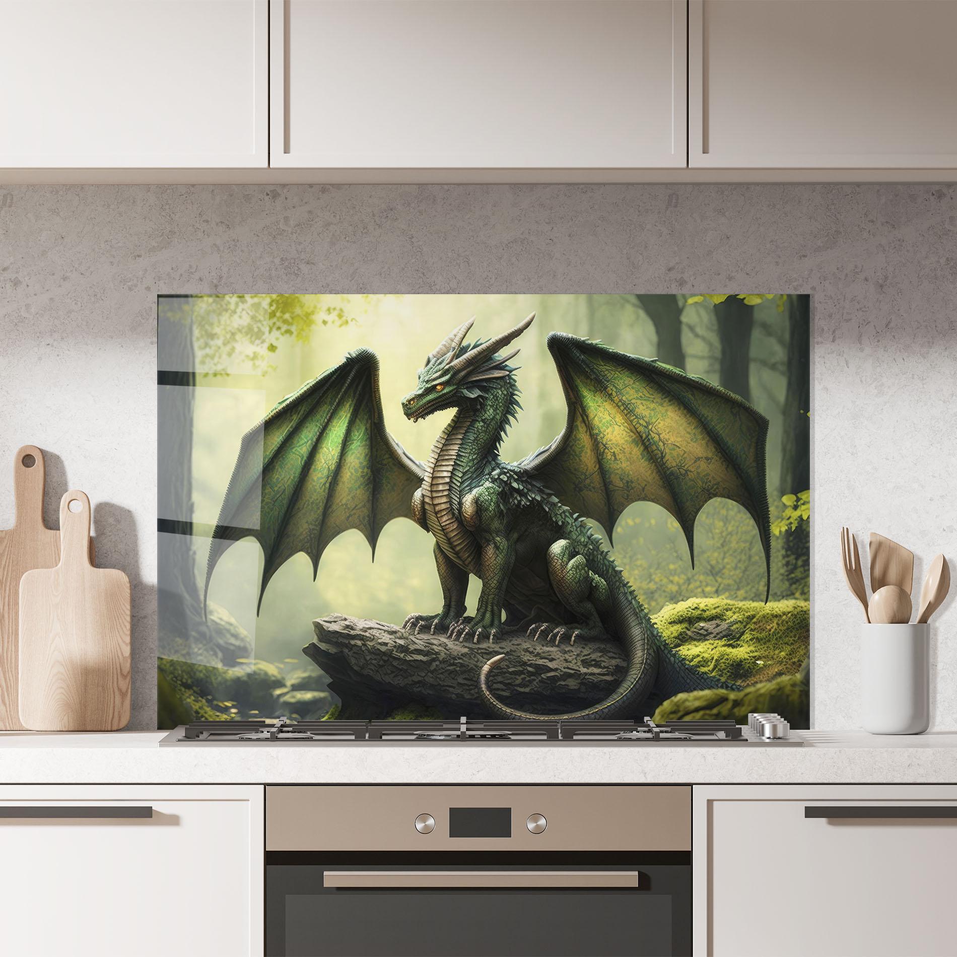 Стъклен панел за кухня Green Dragon mockup 7