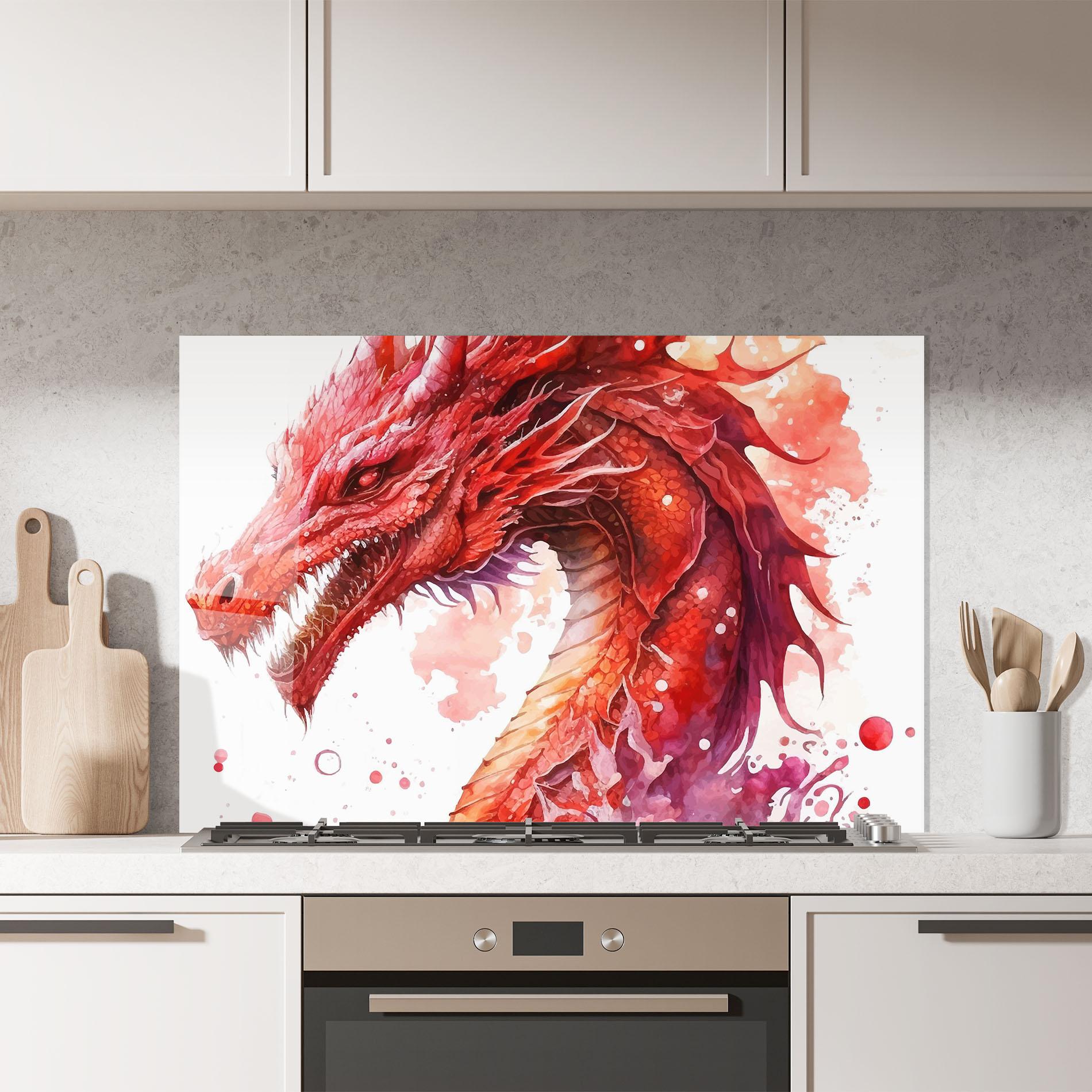 Стъклен панел за кухня Red Dragon Art mockup 7