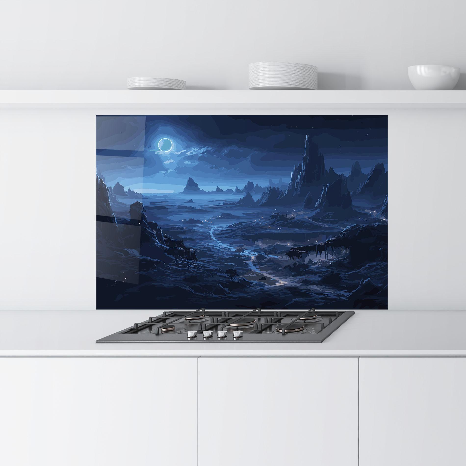 Стъклен панел за кухня Blue Art World mockup 9