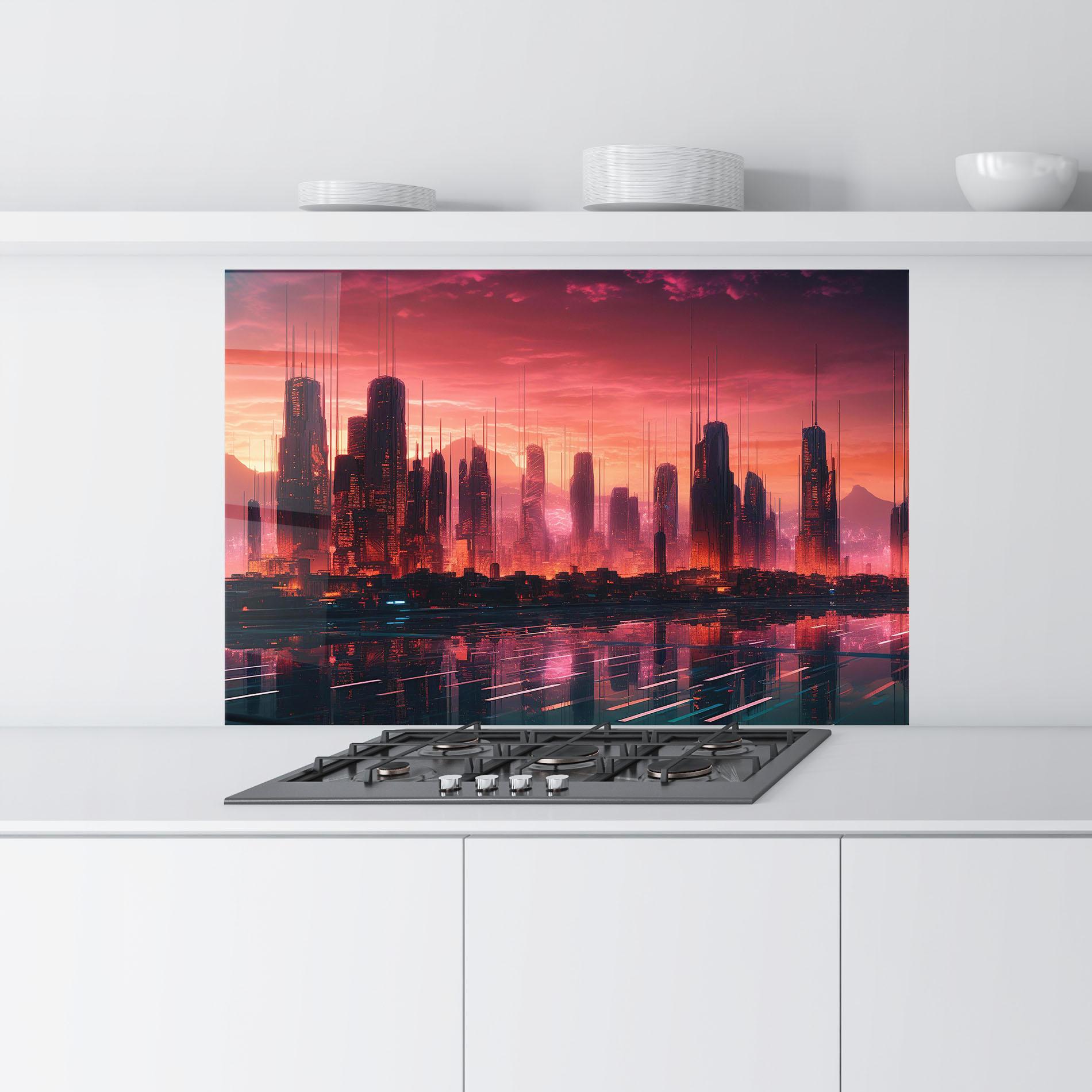 Стъклен панел за кухня Cityscape Tower mockup 9