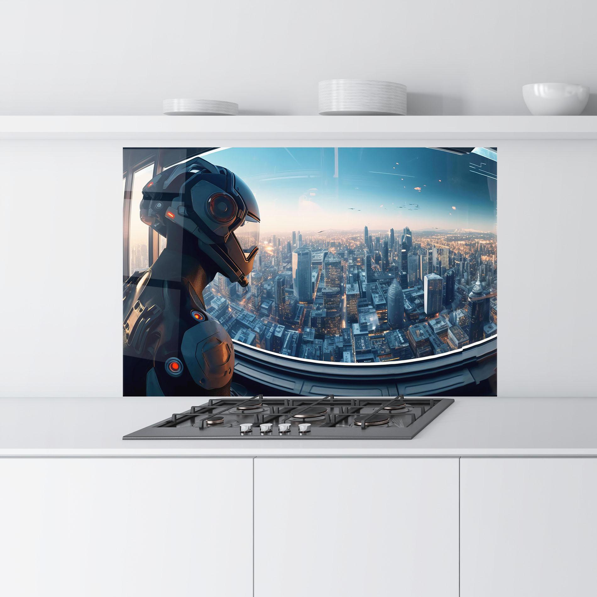 Стъклен панел за кухня Futuristic Robot mockup 9