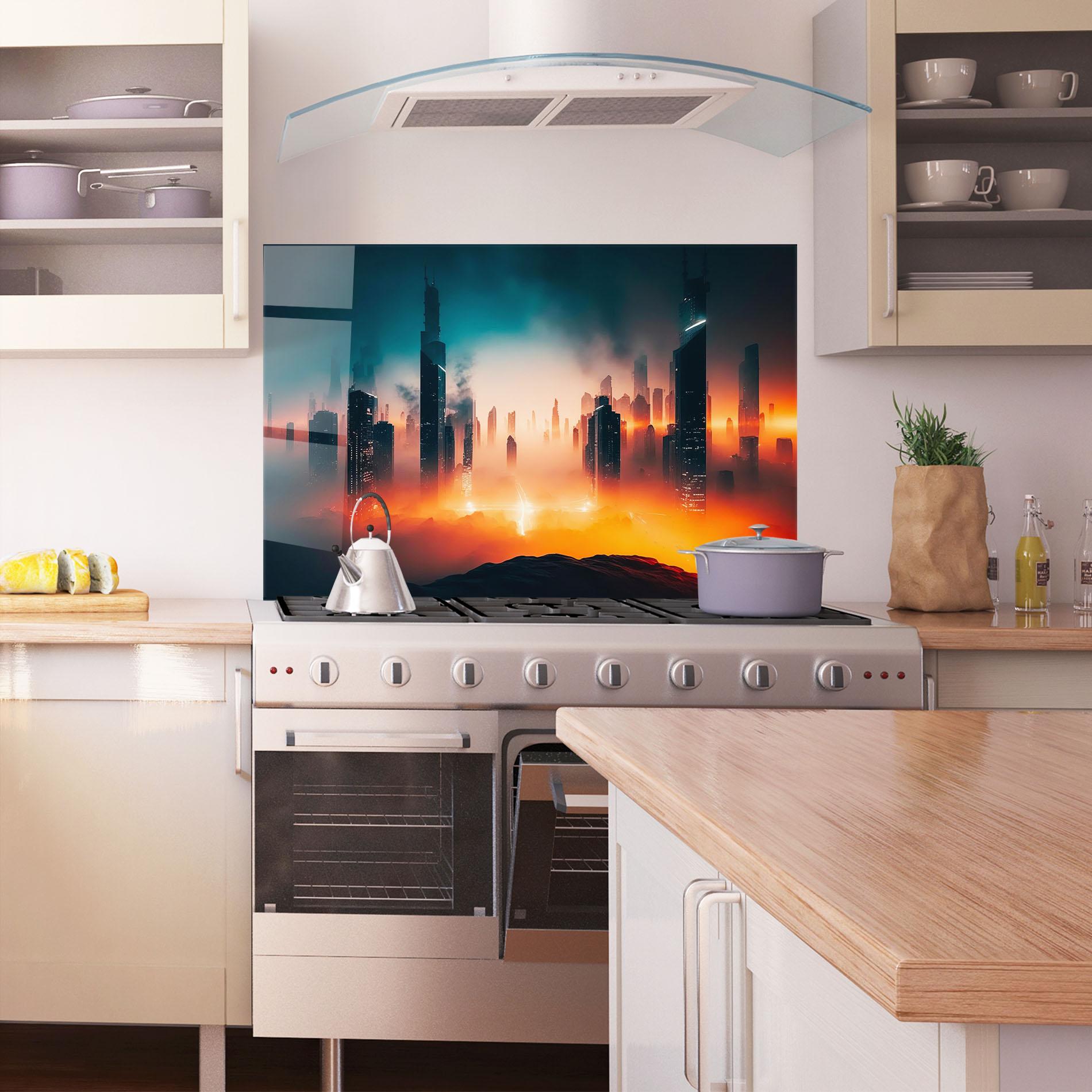 Стъклен панел за кухня City S Skyline mockup 1