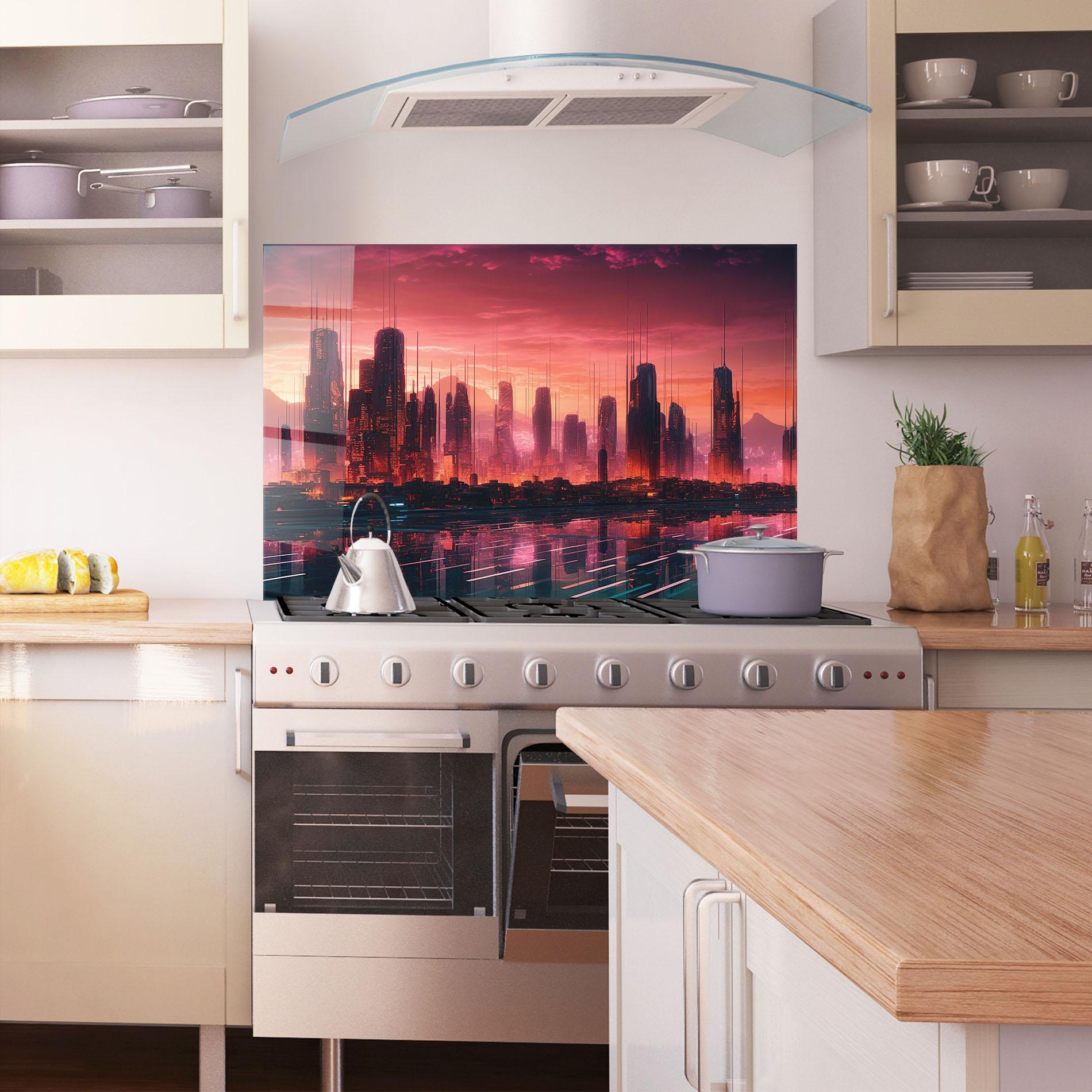 Стъклен панел за кухня Cityscape Tower mockup 1