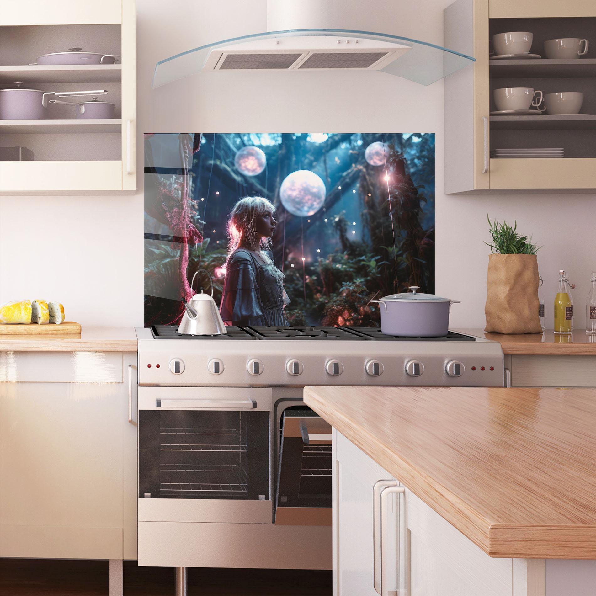 Стъклен панел за кухня Glowing Balls Floating mockup 1