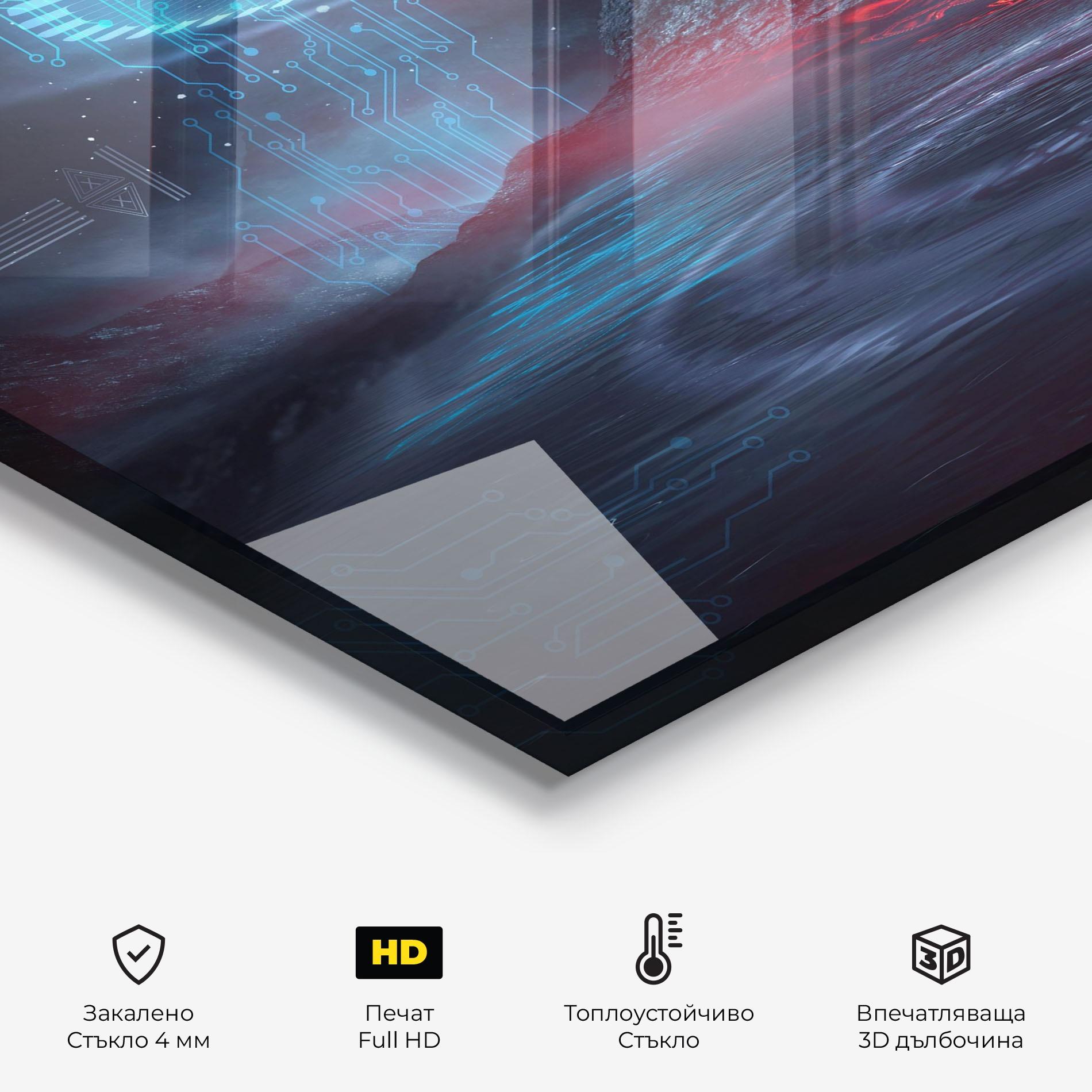 Стъклен панел за кухня Neon Space Galaxy mockup 2