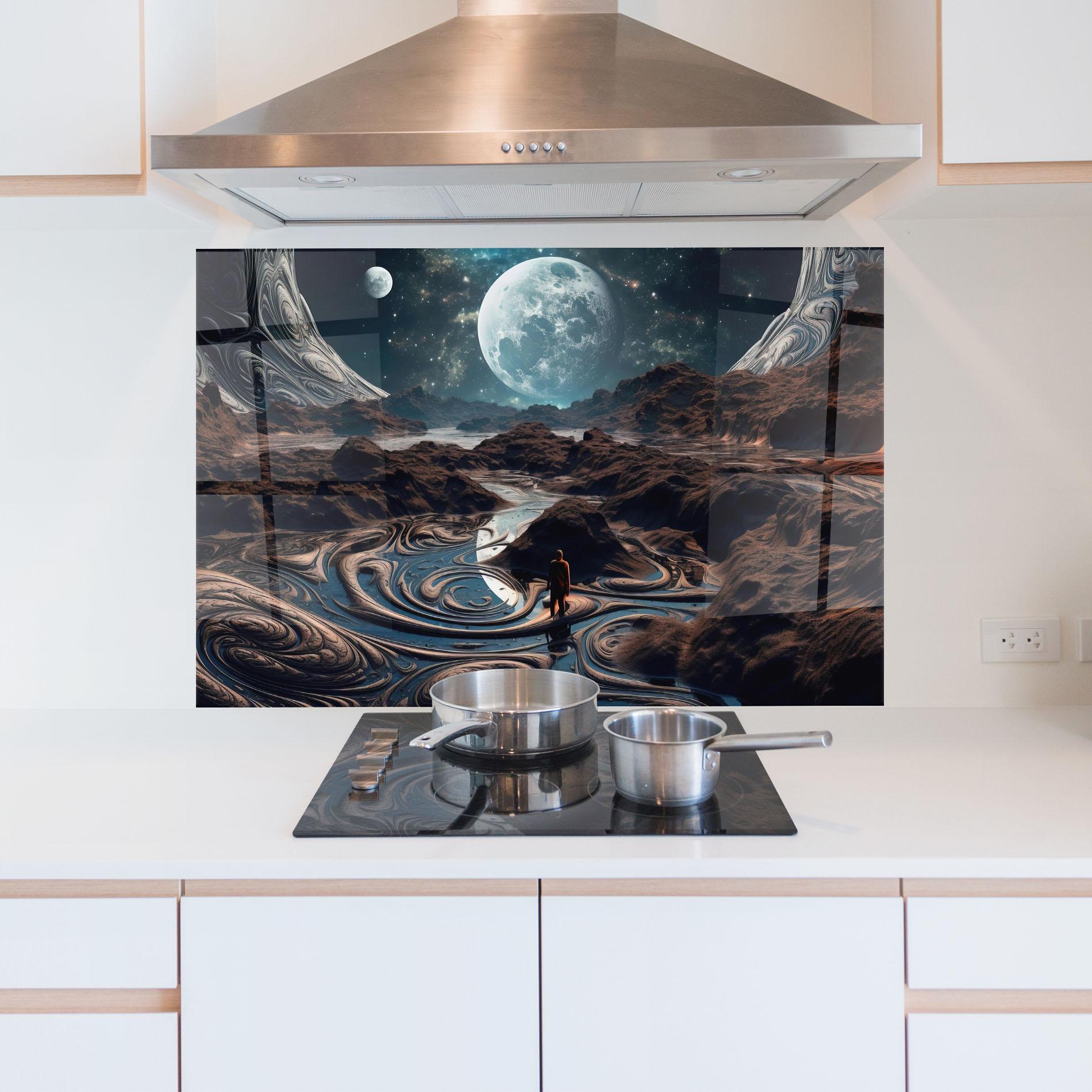 Стъклен панел за кухня Desert Big Moon mockup 5