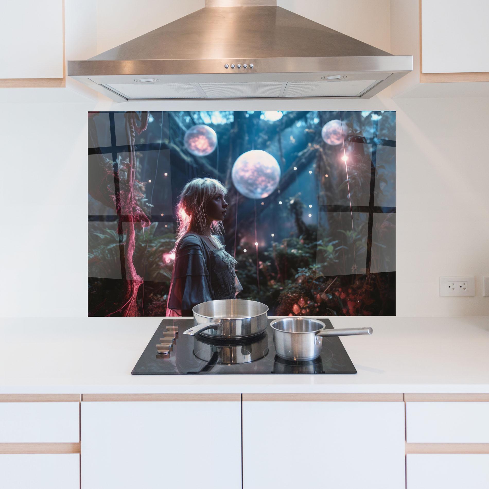 Стъклен панел за кухня Glowing Balls Floating mockup 5