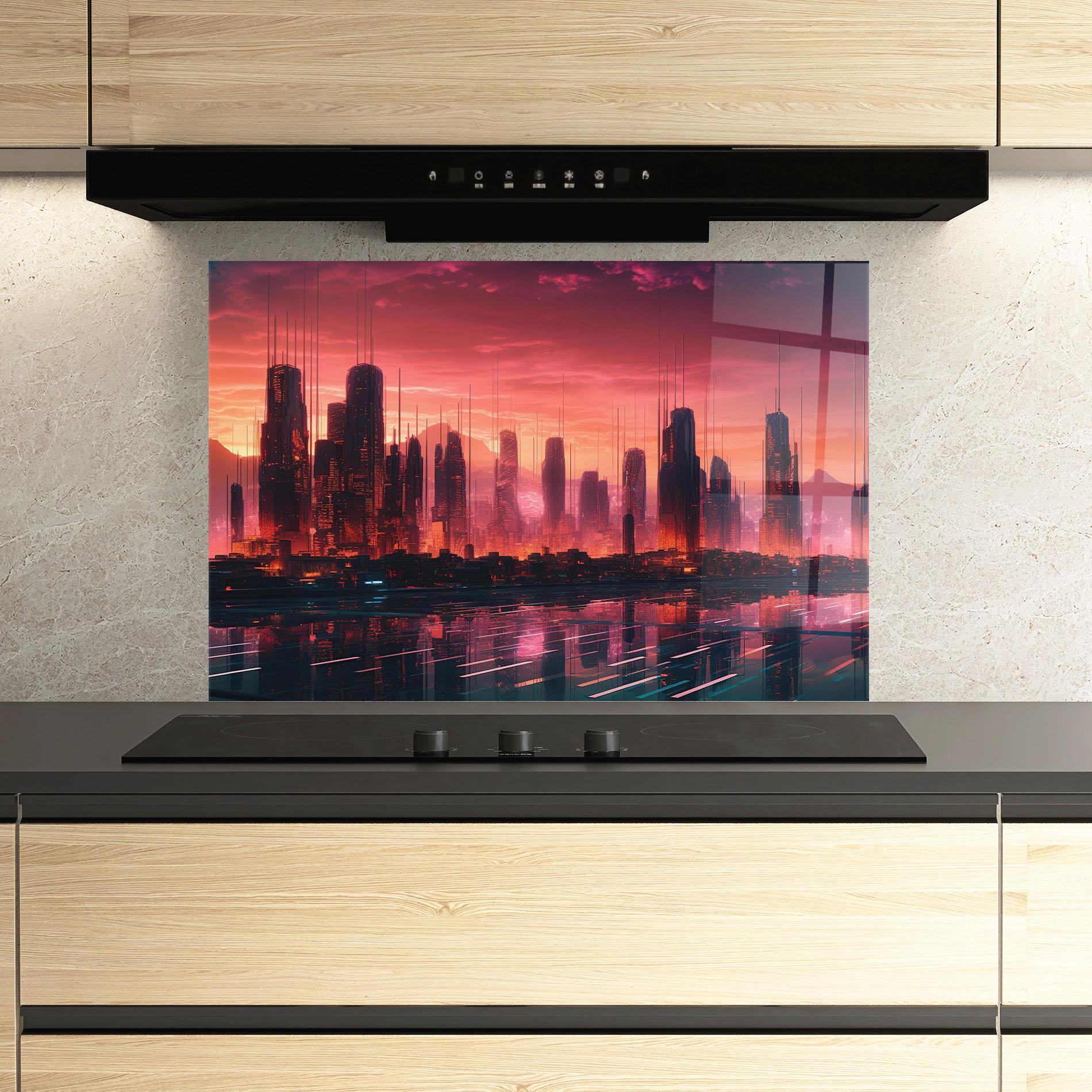 Стъклен панел за кухня Cityscape Tower mockup 3