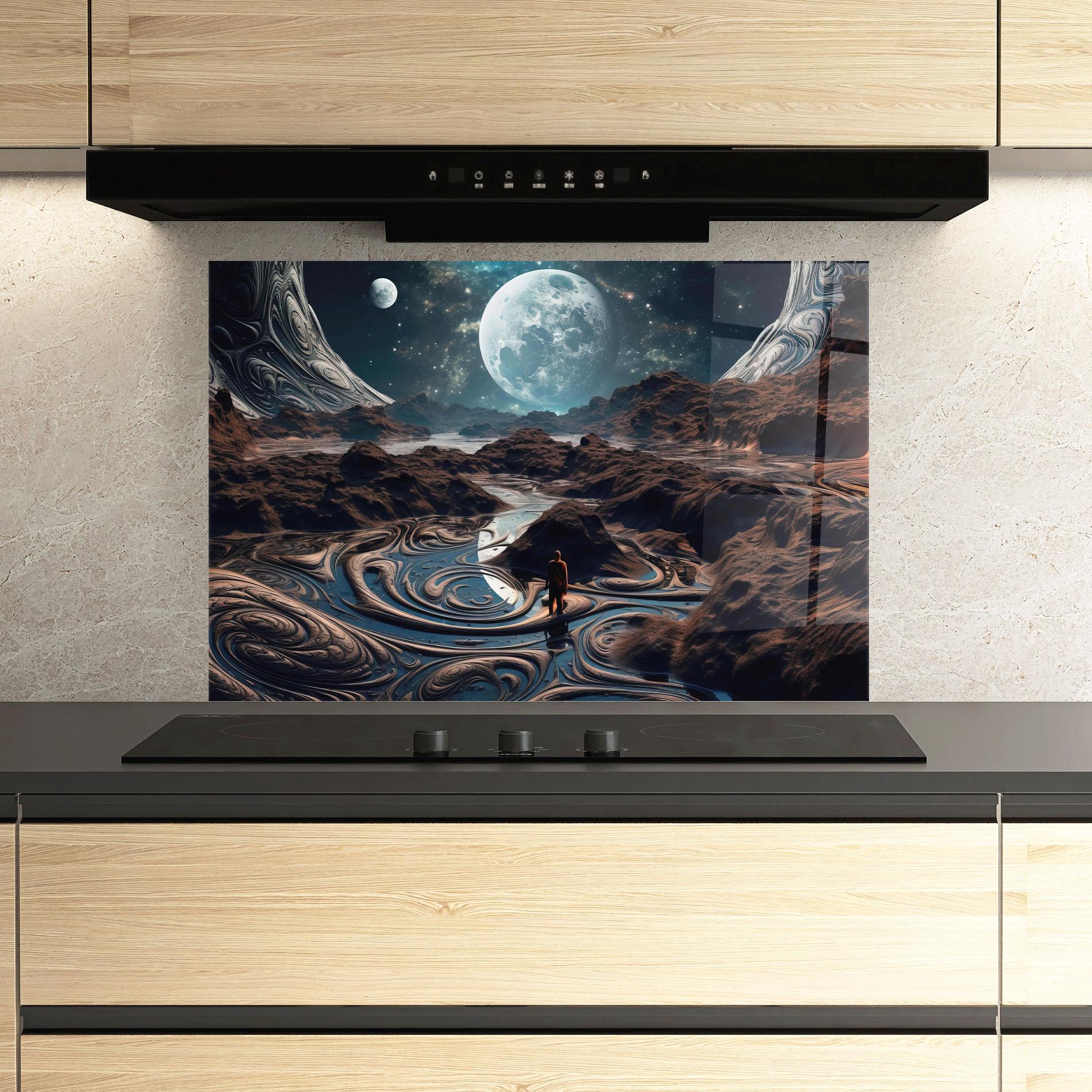 Стъклен панел за кухня Desert Big Moon mockup 3