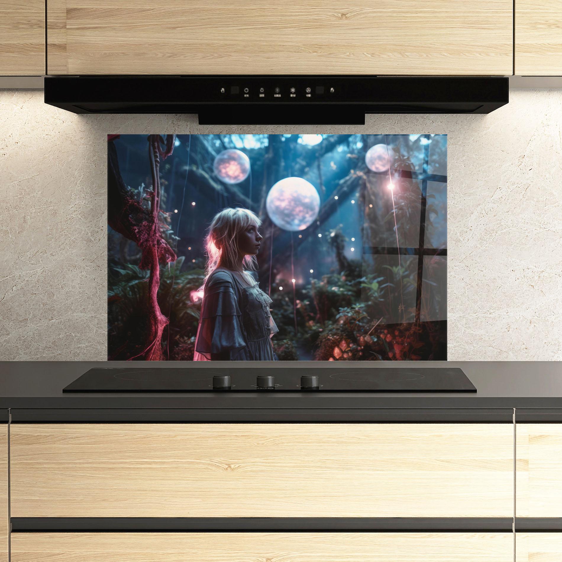 Стъклен панел за кухня Glowing Balls Floating mockup 3