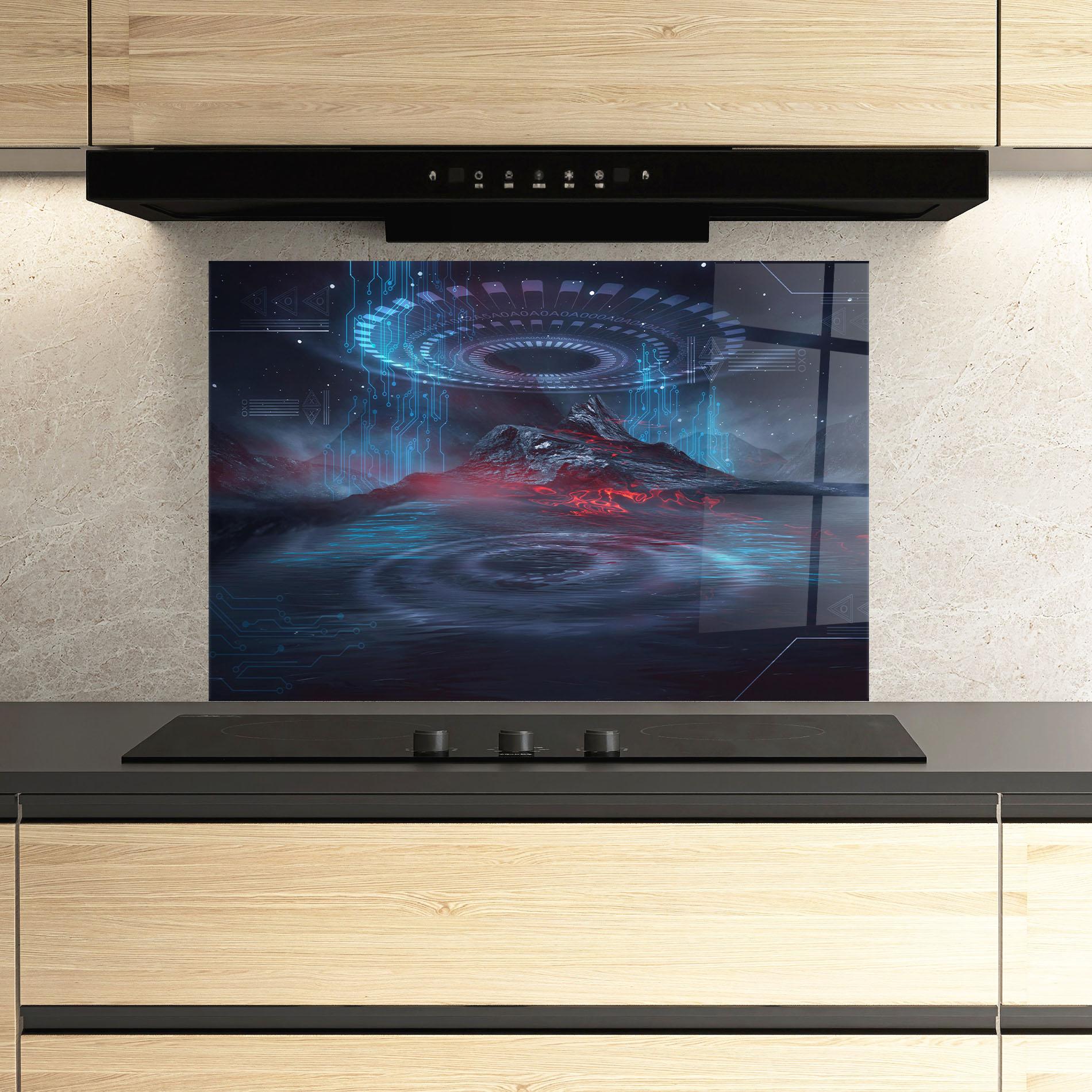 Стъклен панел за кухня Neon Space Galaxy mockup 3