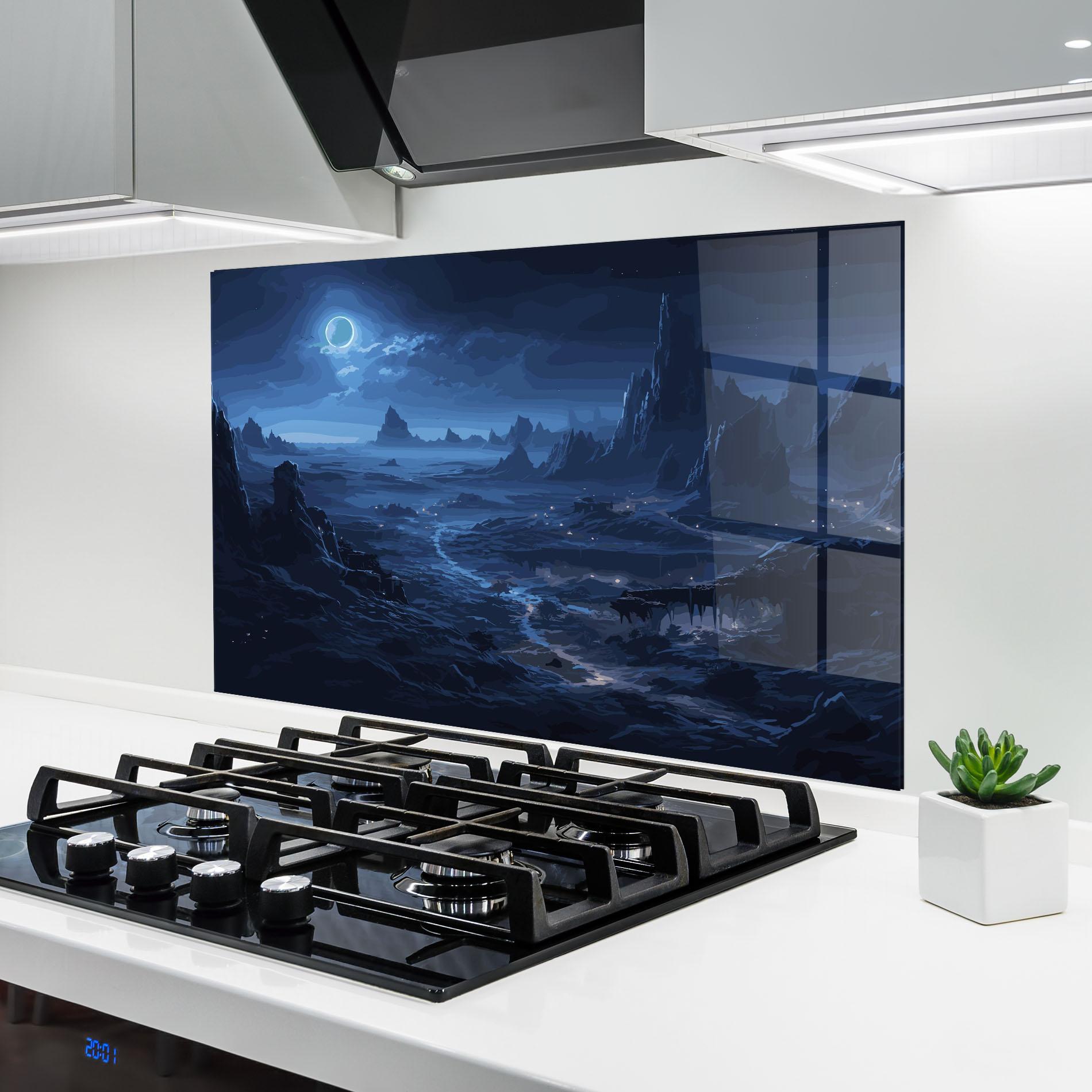 Стъклен панел за кухня Blue Art World mockup 6