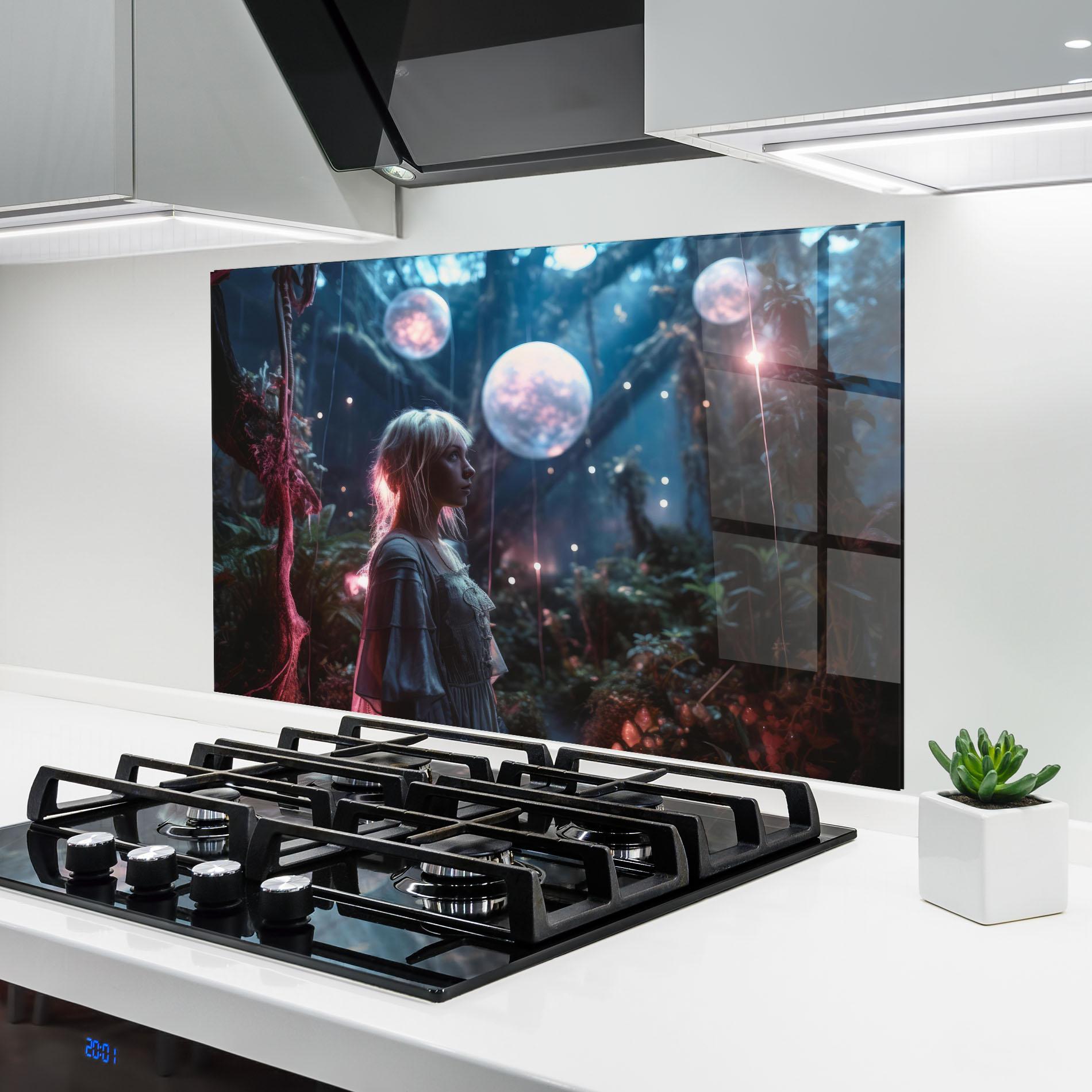 Стъклен панел за кухня Glowing Balls Floating mockup 6