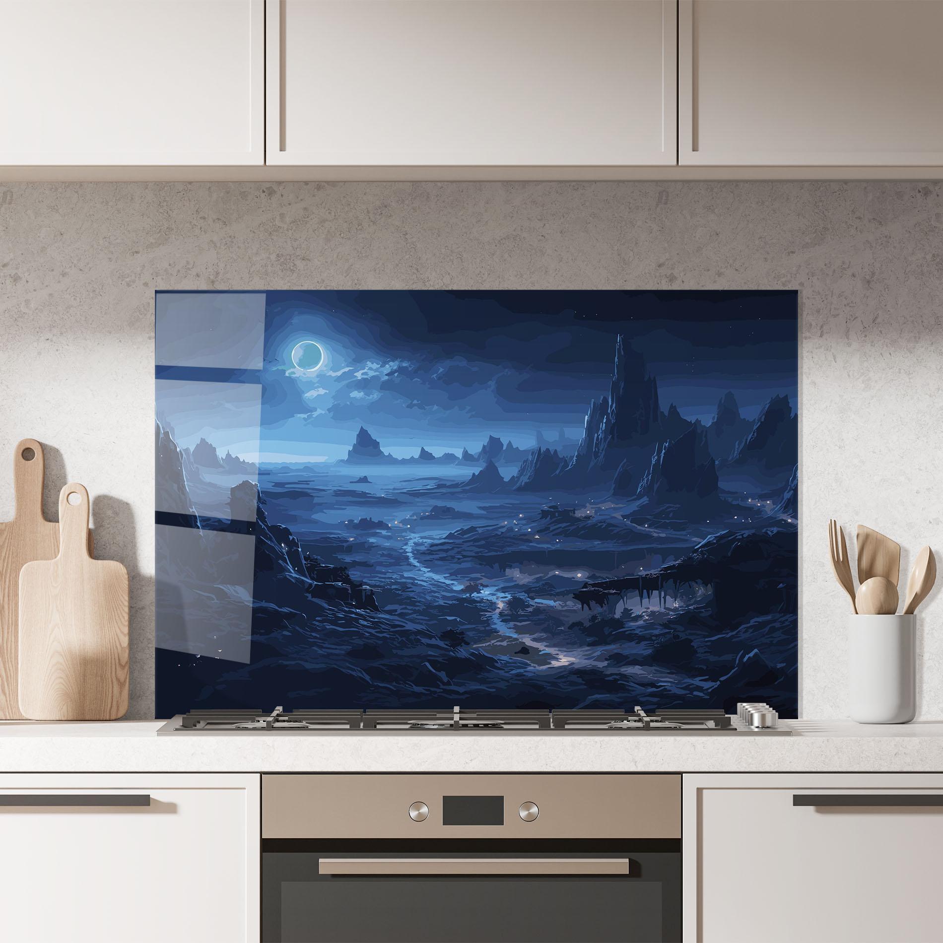 Стъклен панел за кухня Blue Art World mockup 7