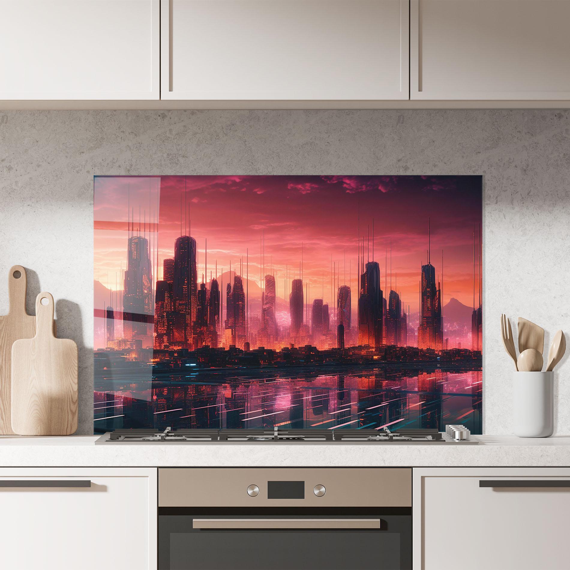 Стъклен панел за кухня Cityscape Tower mockup 7