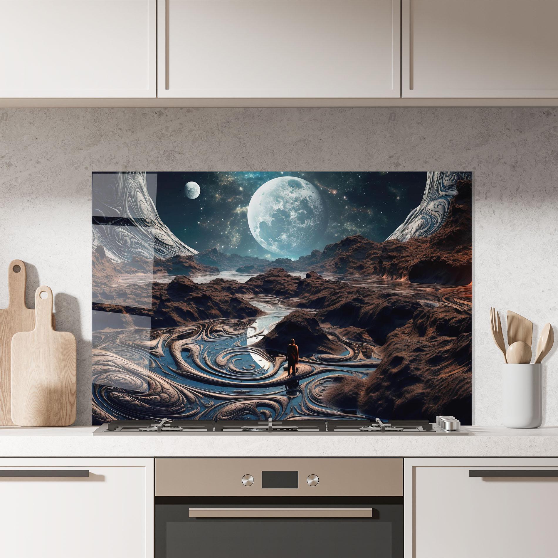 Стъклен панел за кухня Desert Big Moon mockup 7