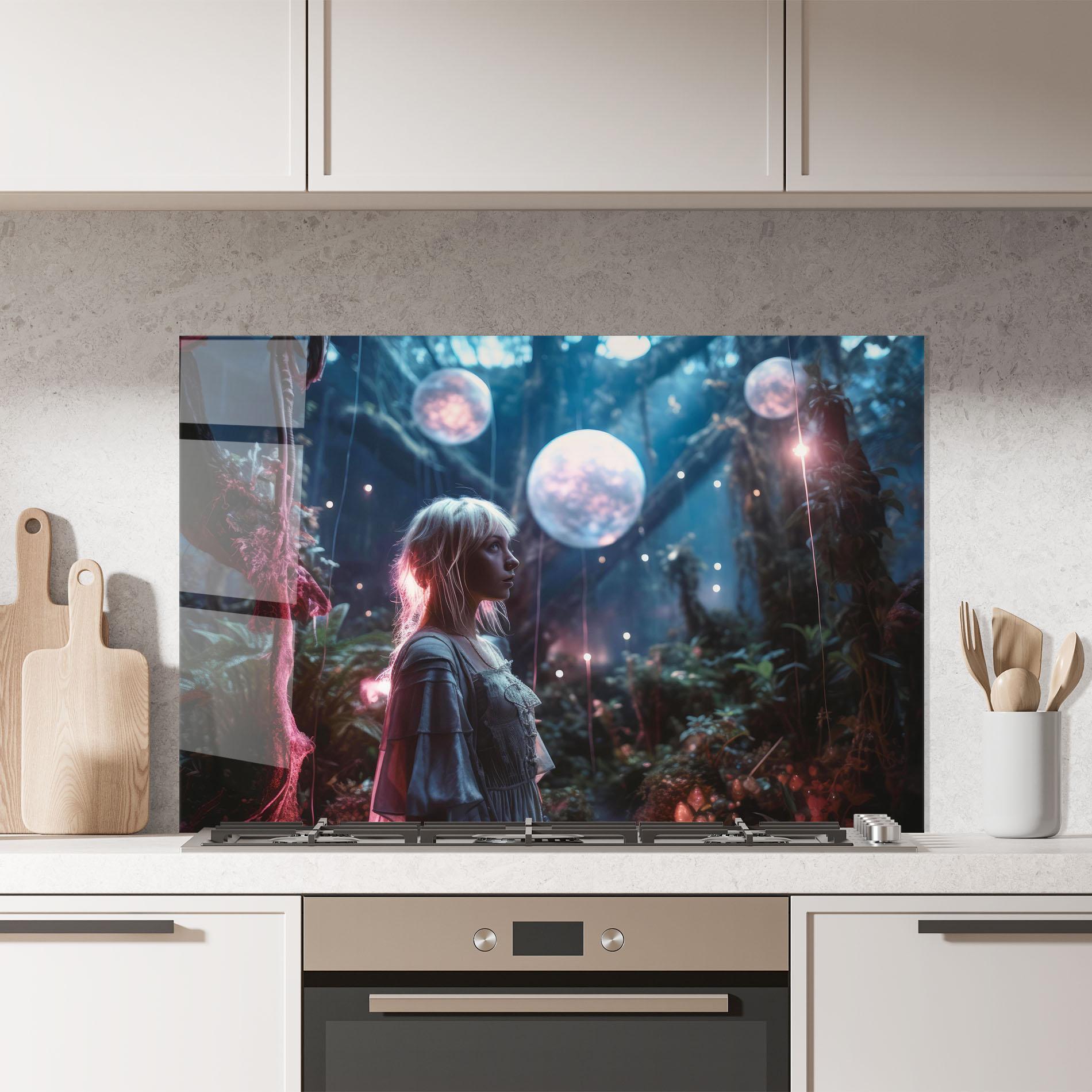 Стъклен панел за кухня Glowing Balls Floating mockup 7