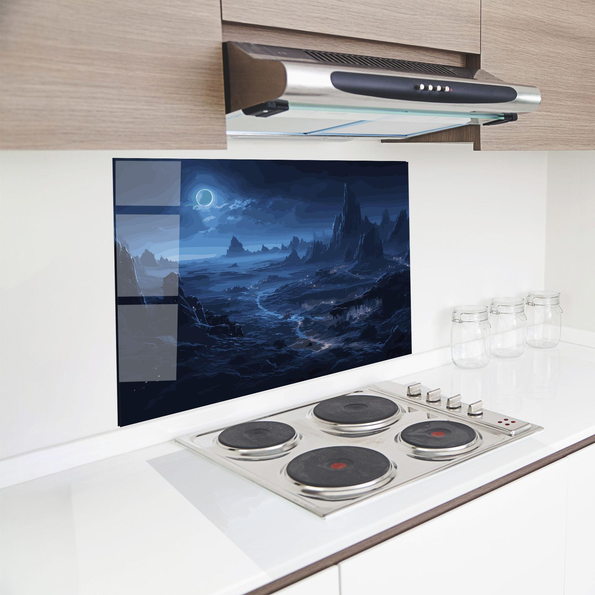 Стъклен панел за кухня Blue Art World mockup 8