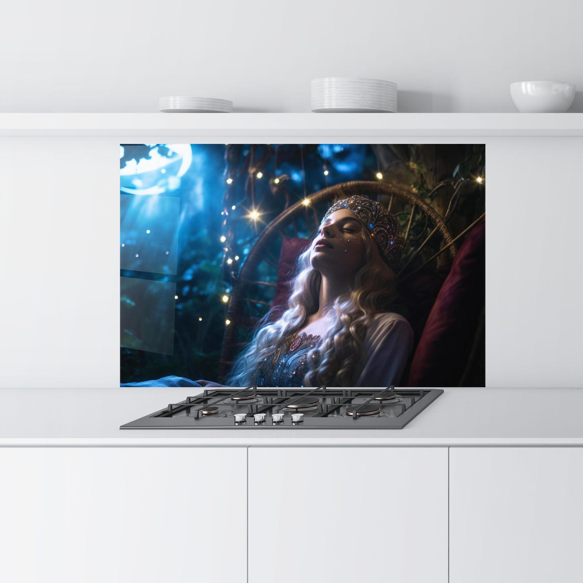 Стъклен панел за кухня Witch Sleeping mockup 9