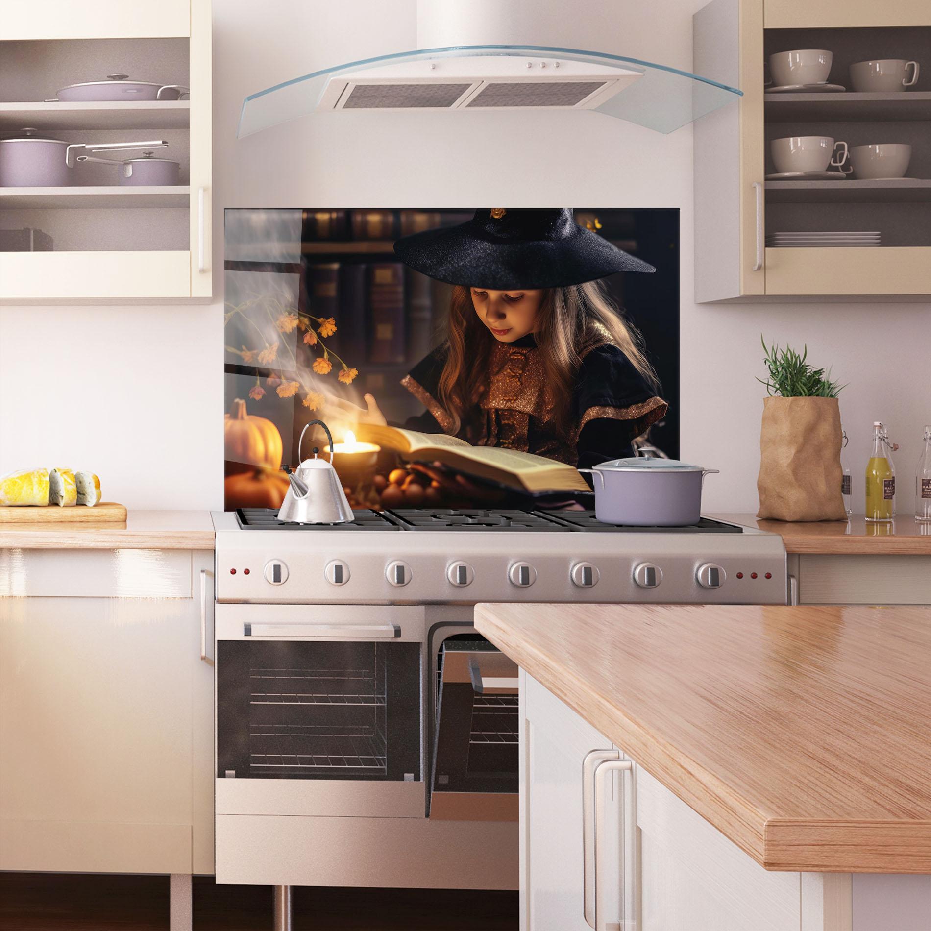 Стъклен панел за кухня Little Witch mockup 1