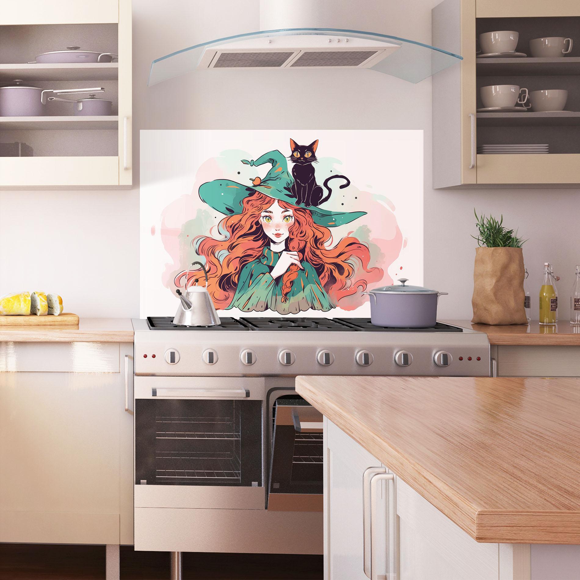 Стъклен панел за кухня Red Air Witch mockup 1