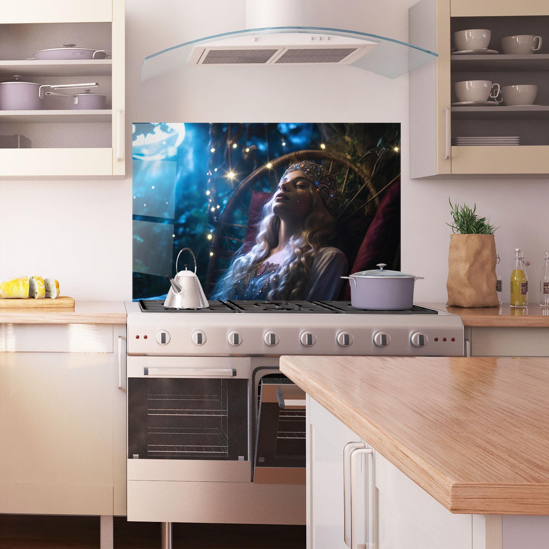 Стъклен панел за кухня Witch Sleeping mockup 1