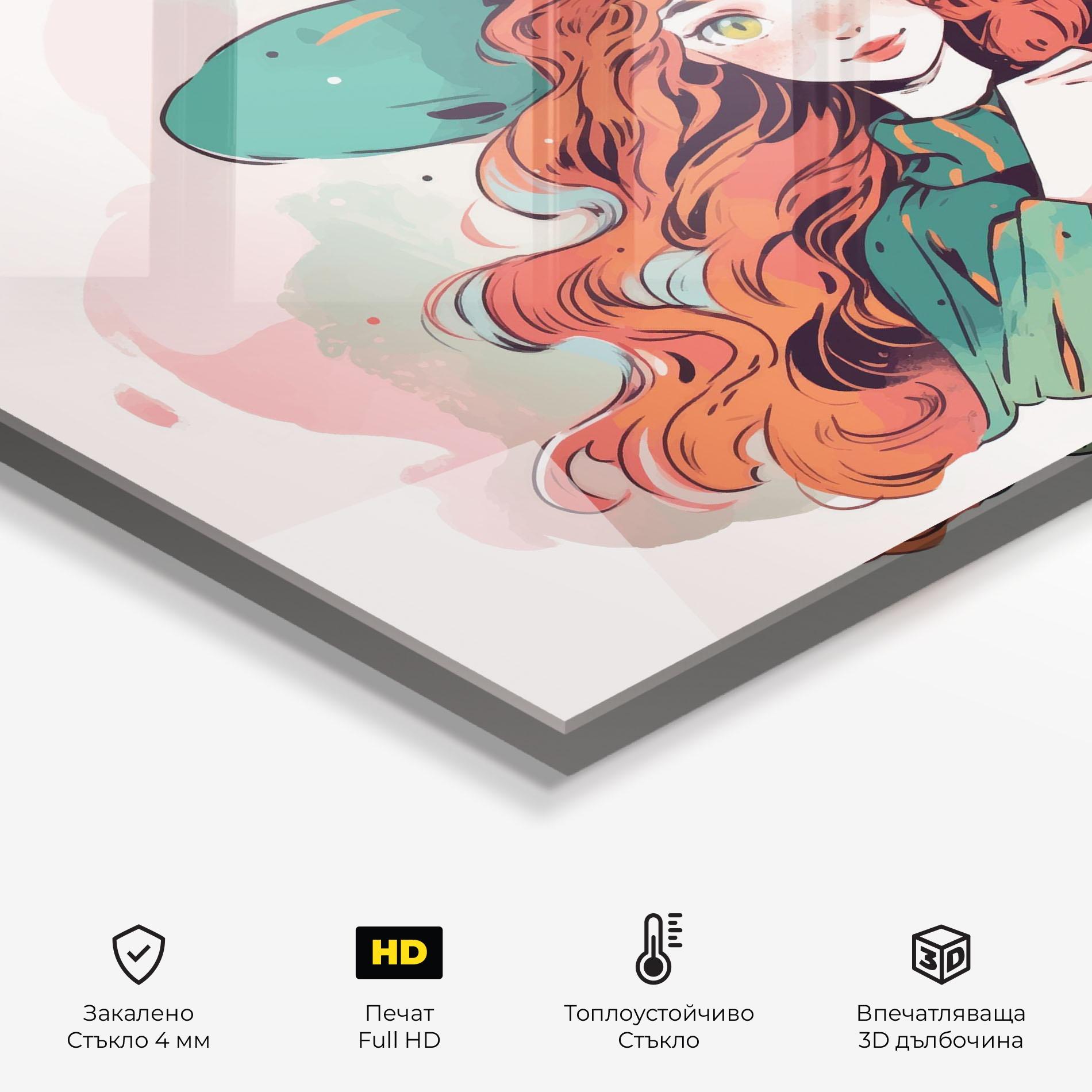 Стъклен панел за кухня Red Air Witch mockup 2