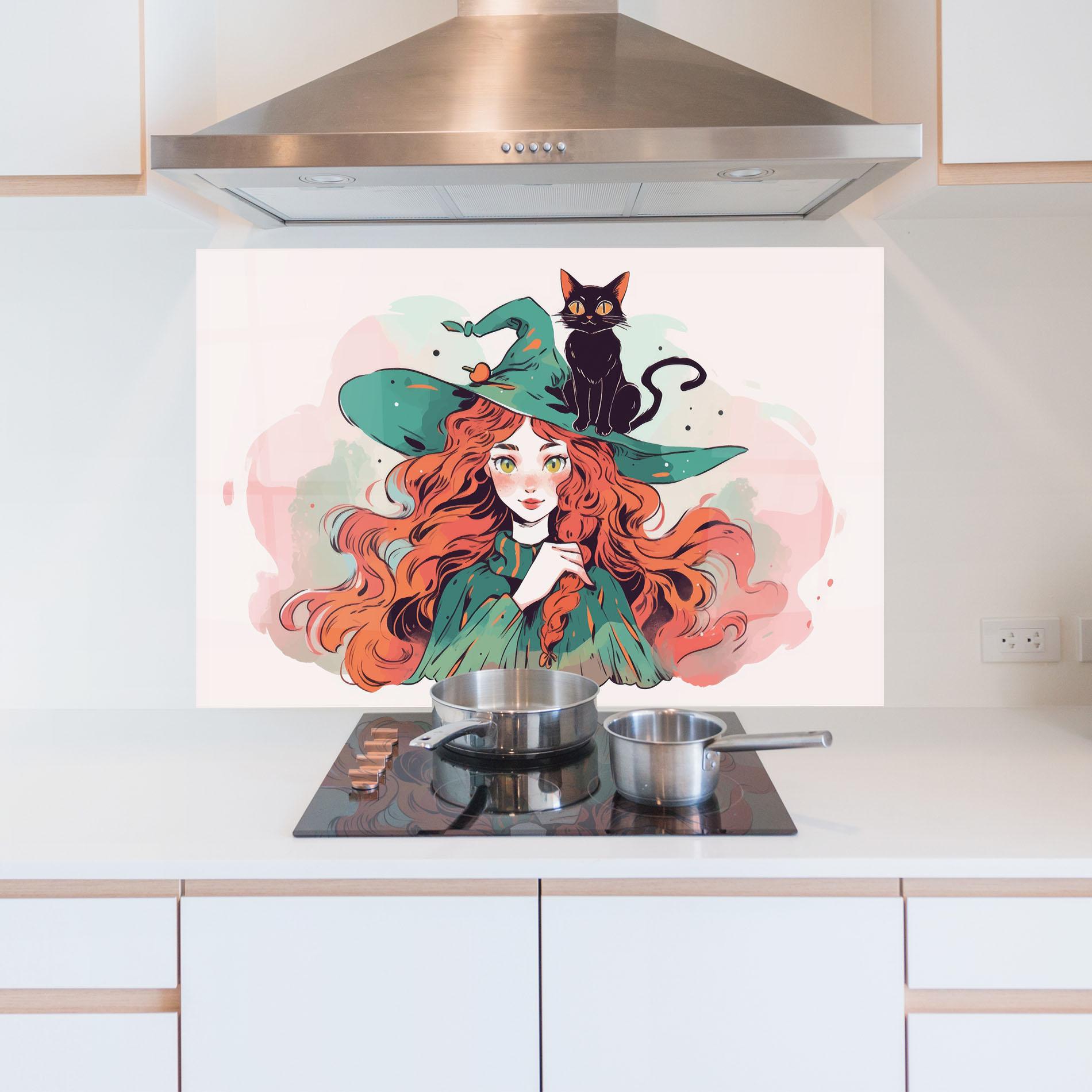 Стъклен панел за кухня Red Air Witch mockup 5