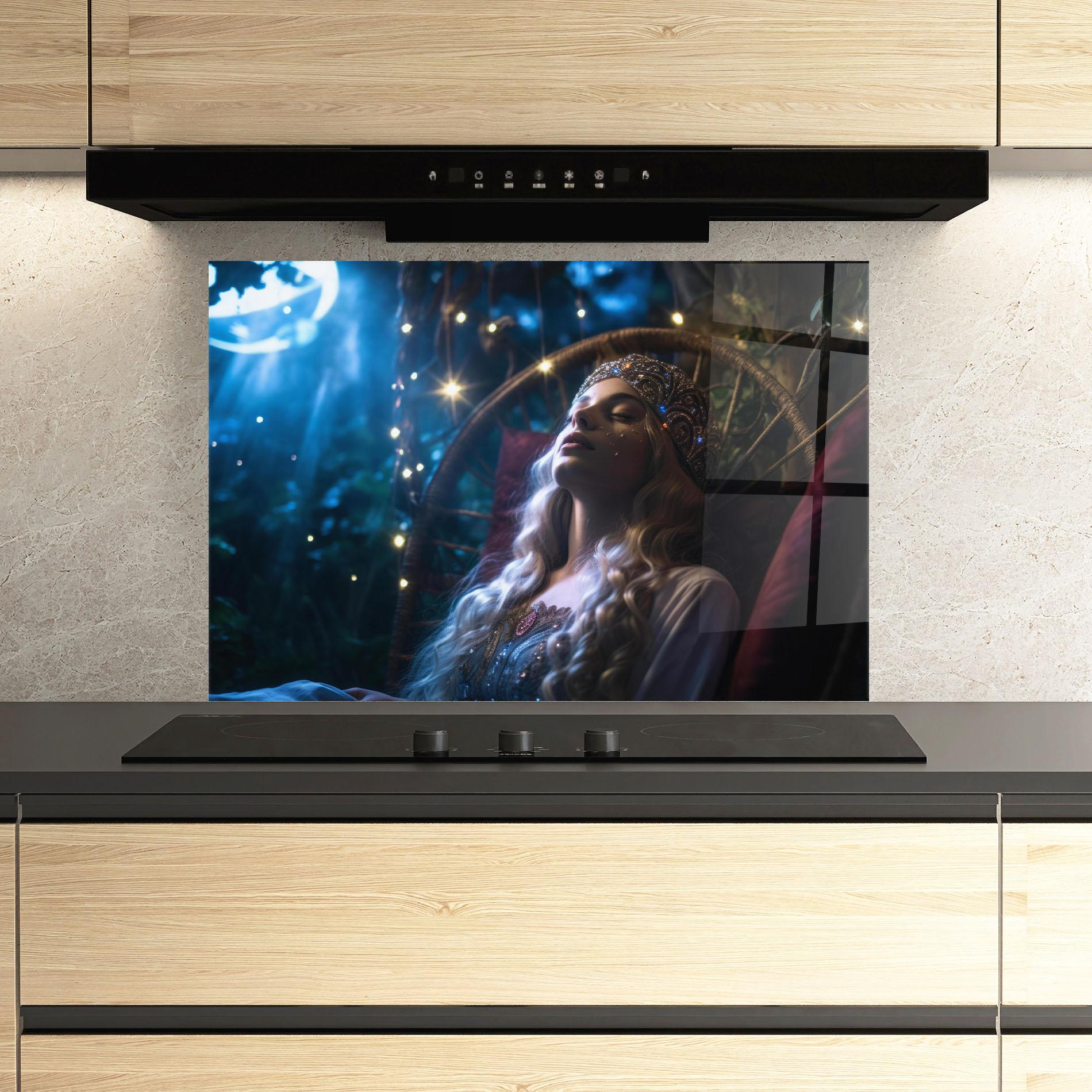 Стъклен панел за кухня Witch Sleeping mockup 3