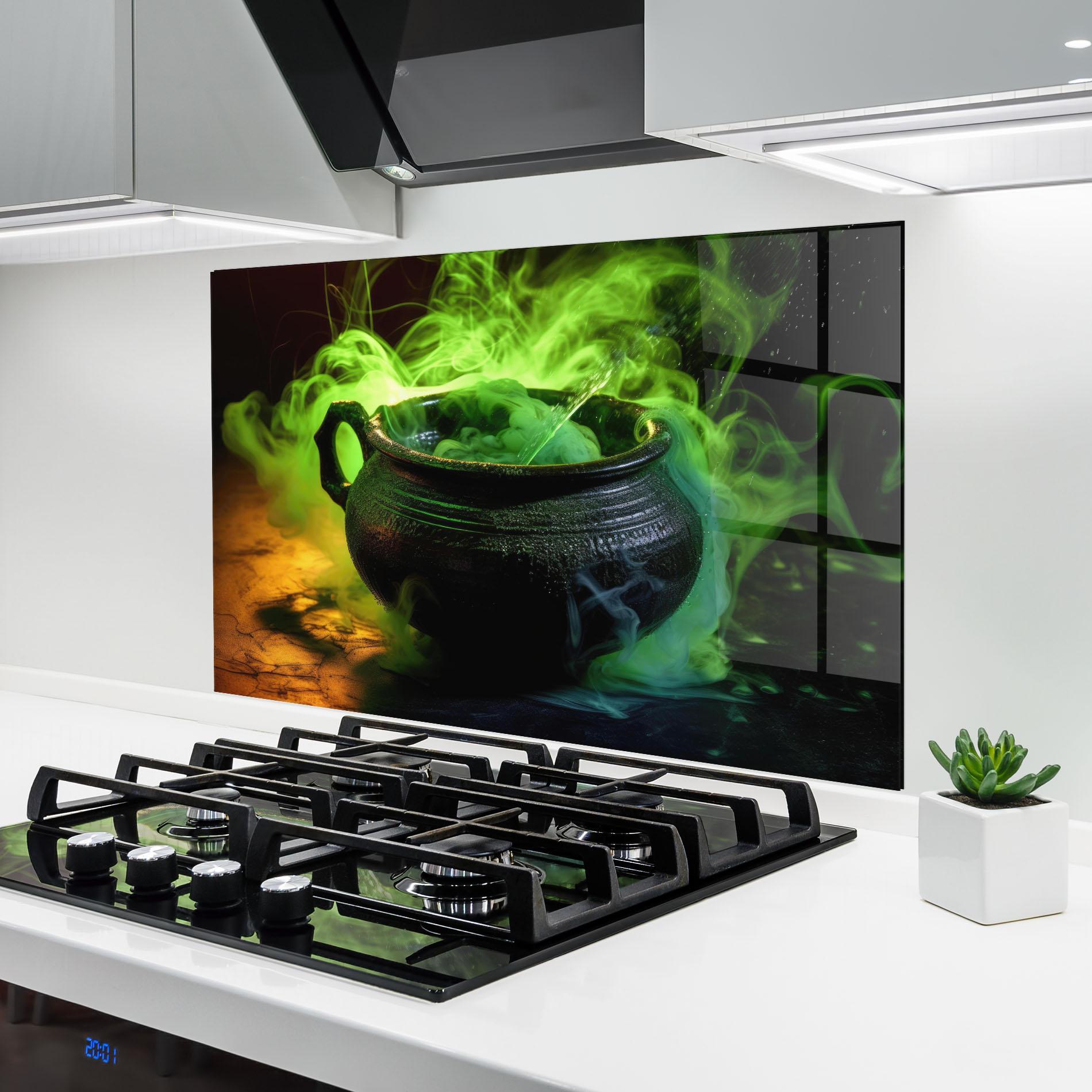 Стъклен панел за кухня Green Portion mockup 6