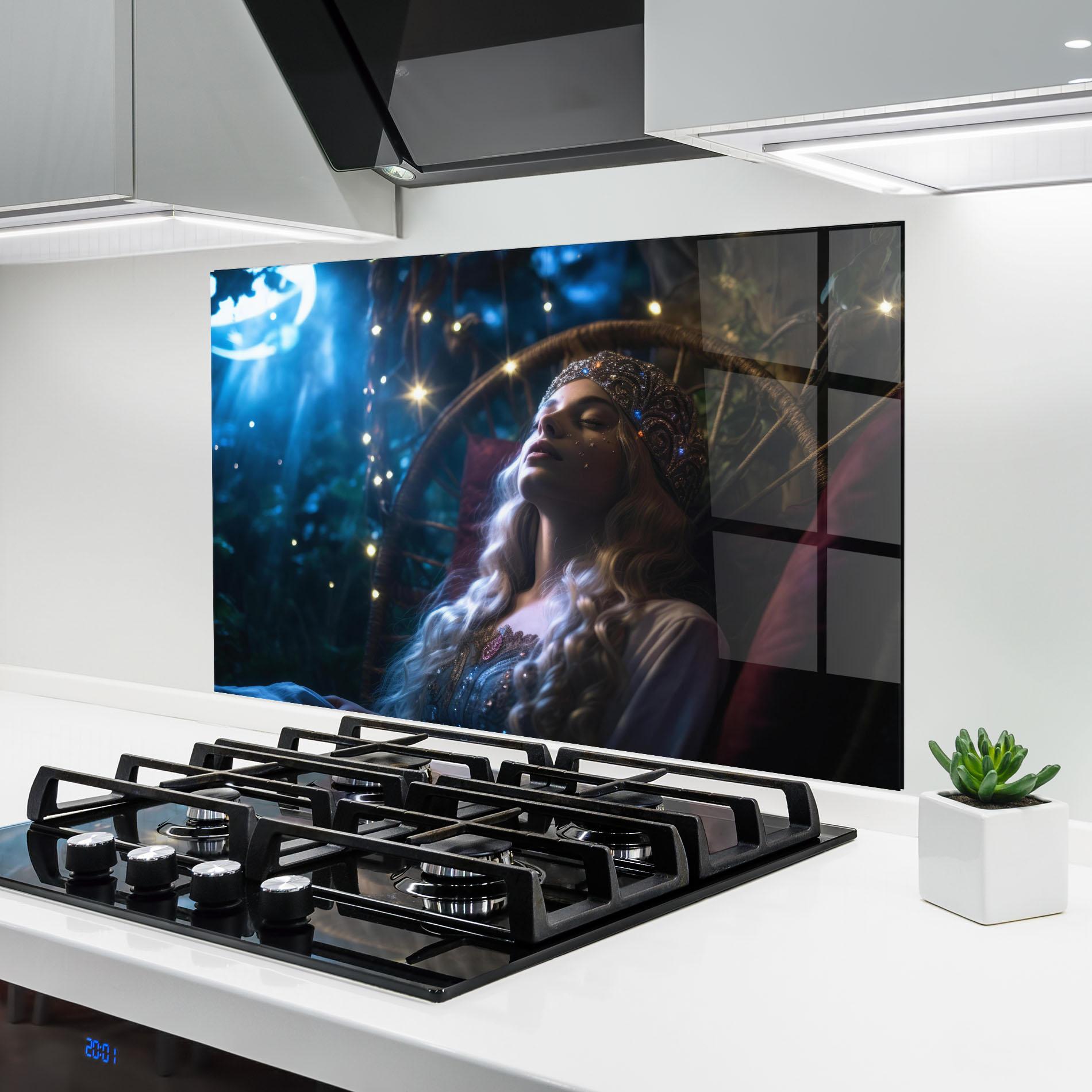 Стъклен панел за кухня Witch Sleeping mockup 6