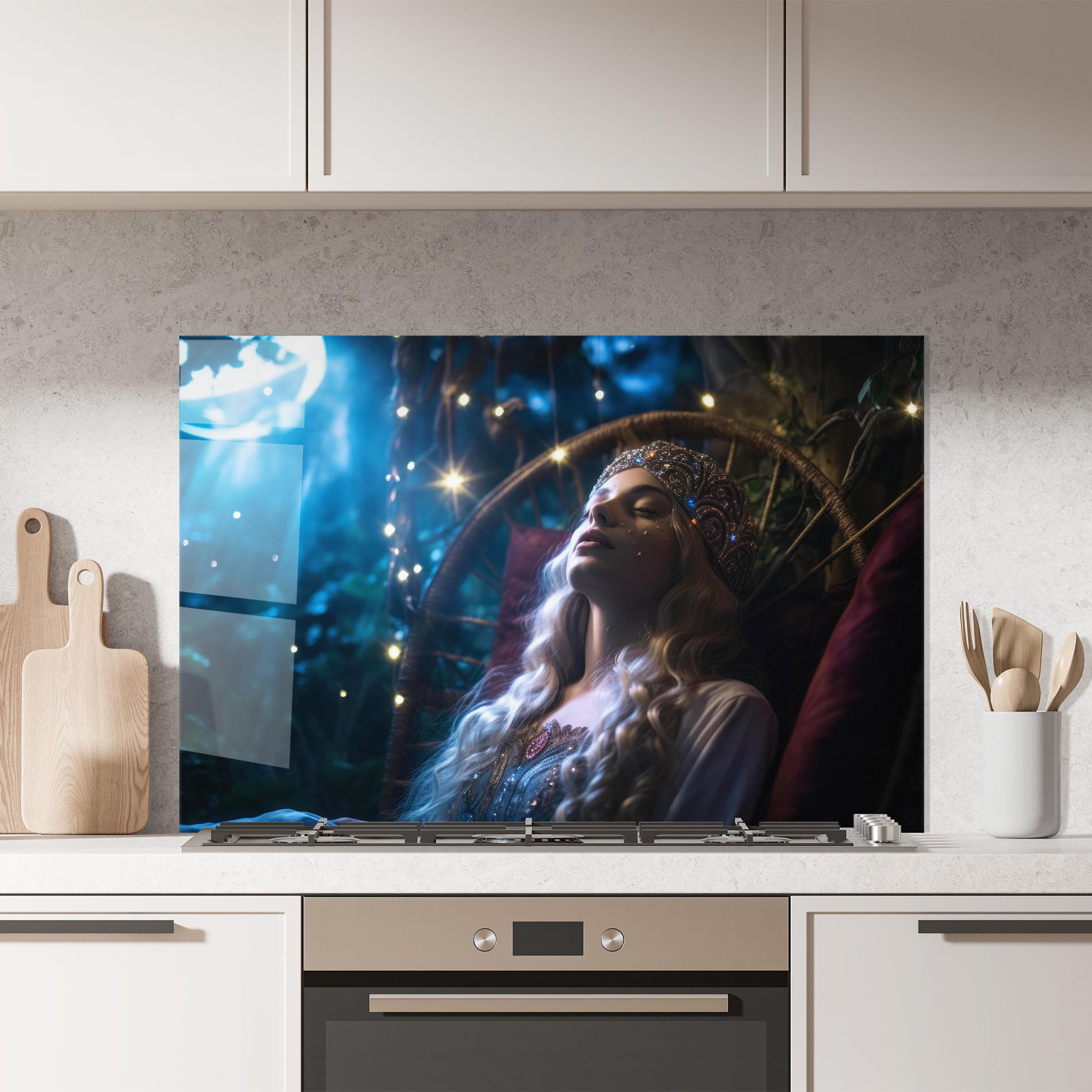 Стъклен панел за кухня Witch Sleeping mockup 7