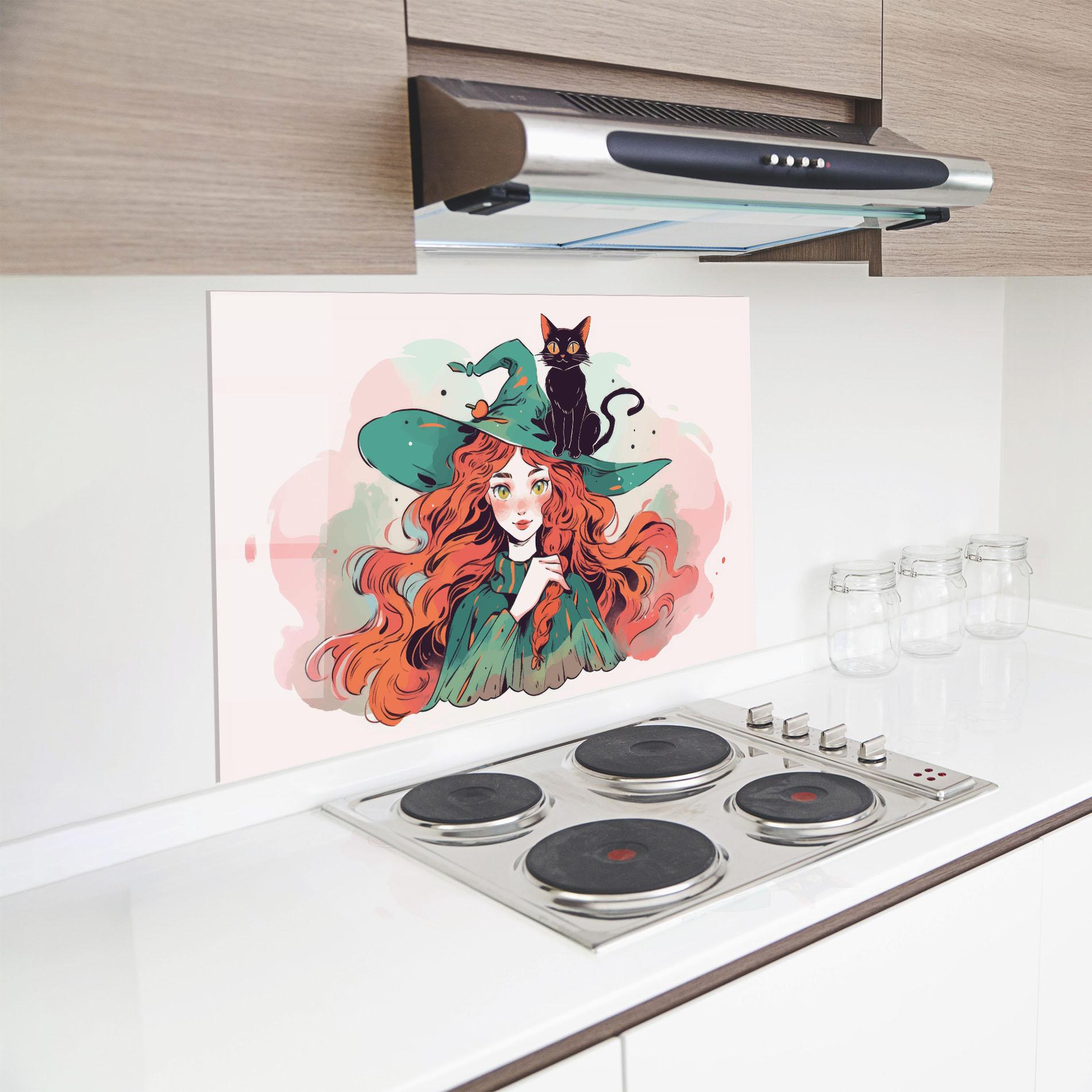 Стъклен панел за кухня Red Air Witch mockup 8