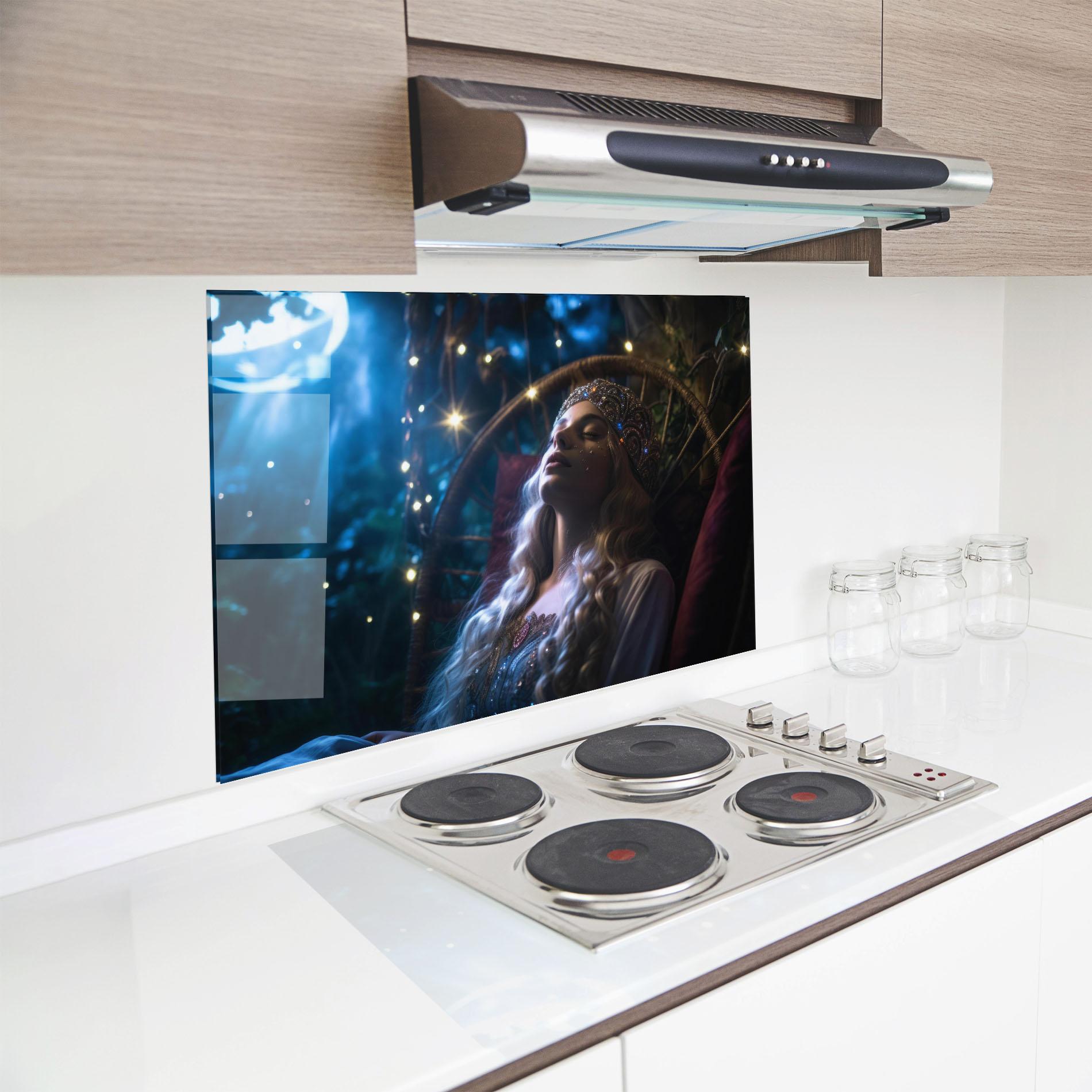 Стъклен панел за кухня Witch Sleeping mockup 8