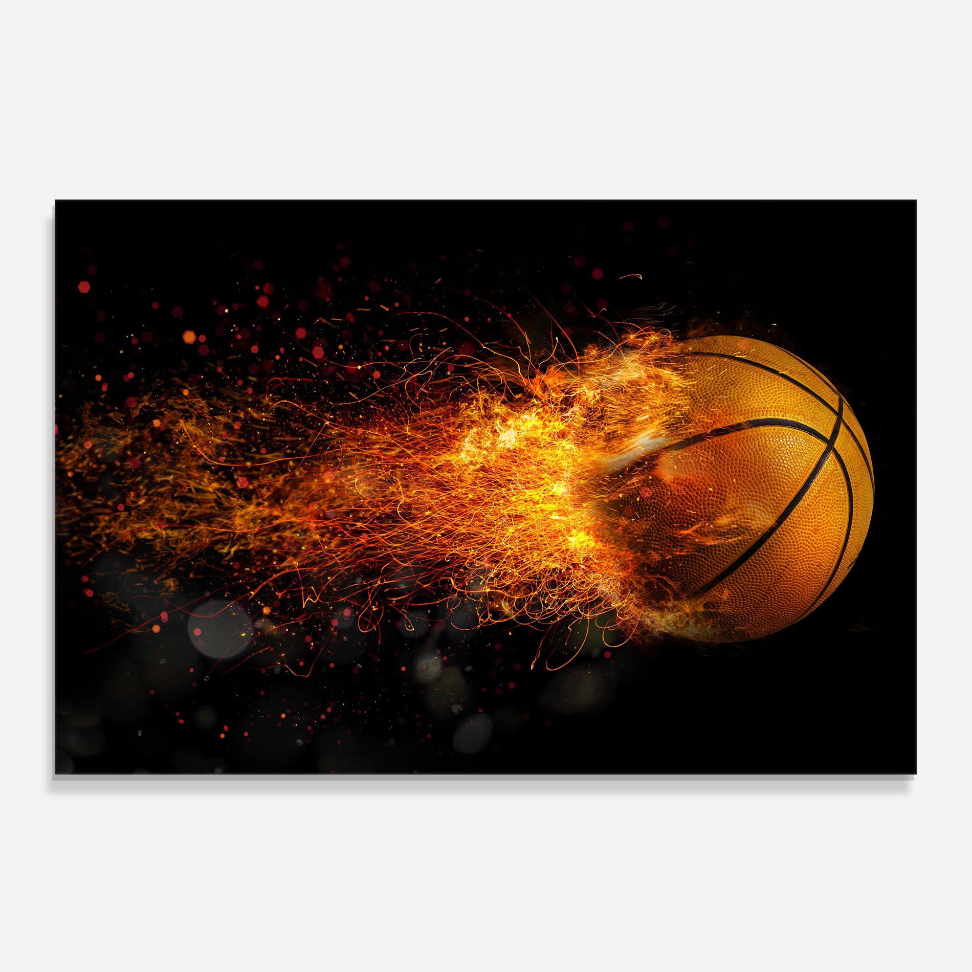 Стъклен панел за кухня Basket Ball Flame mockup 0