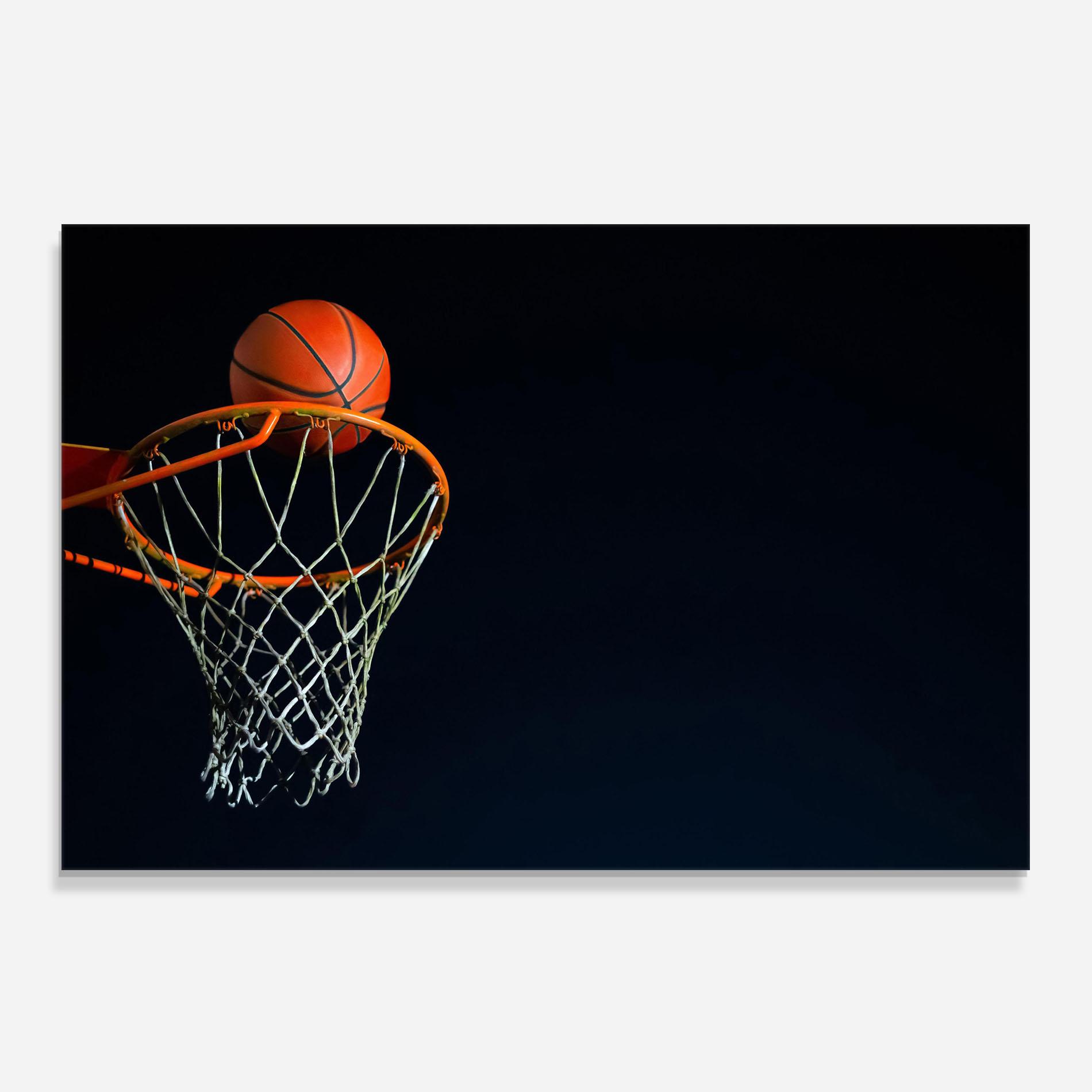 Стъклен панел за кухня Basketball Hoop On Black mockup 0