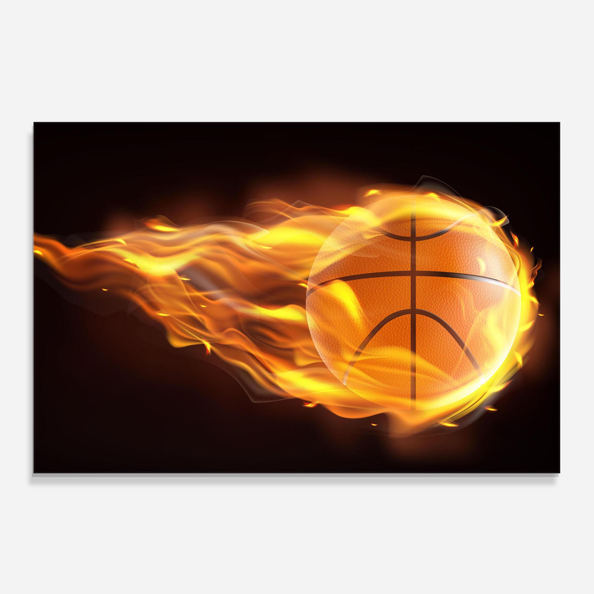 Стъклен панел за кухня Basketball On Fire mockup 0