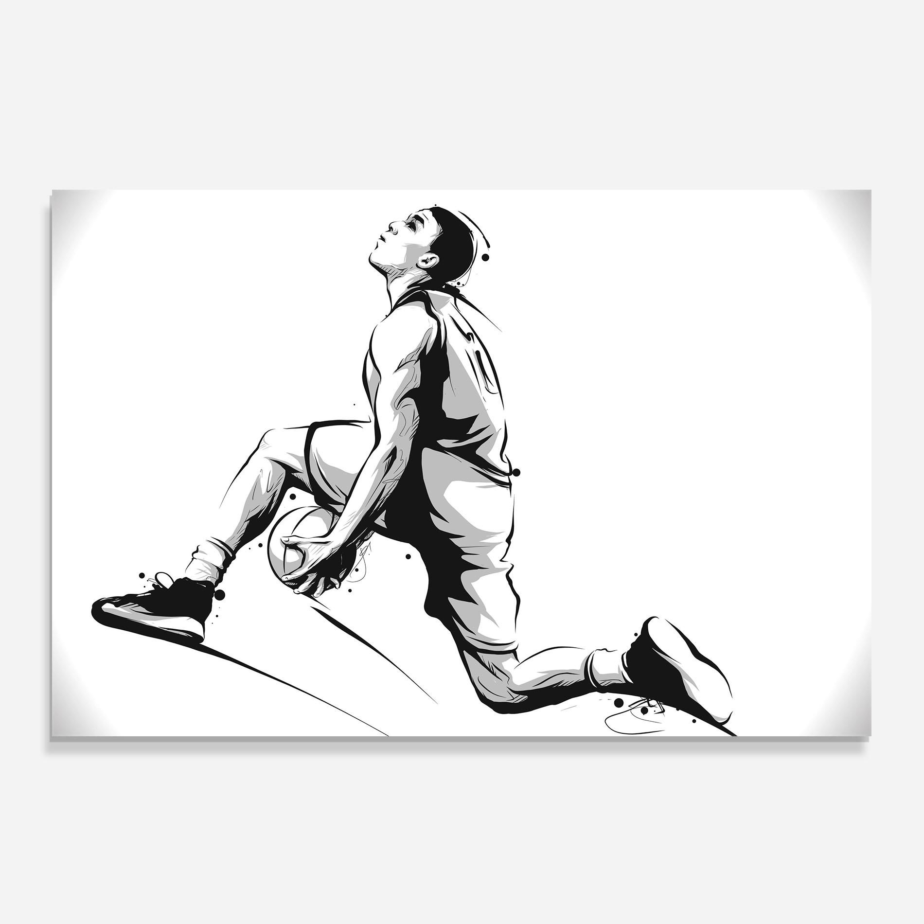 Стъклен панел за кухня Basketball Player Jump mockup 0