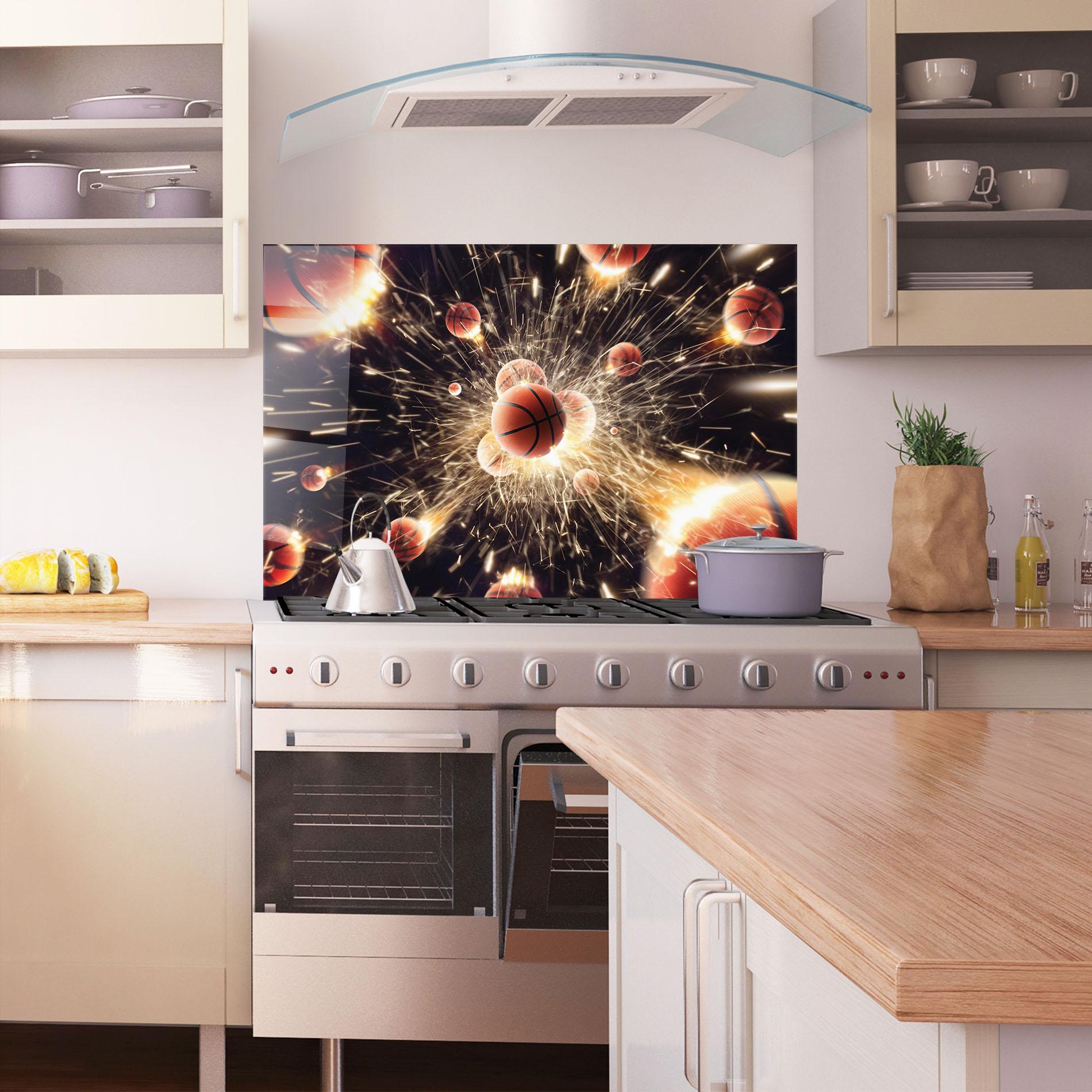 Стъклен панел за кухня Basketball Explosion mockup 1