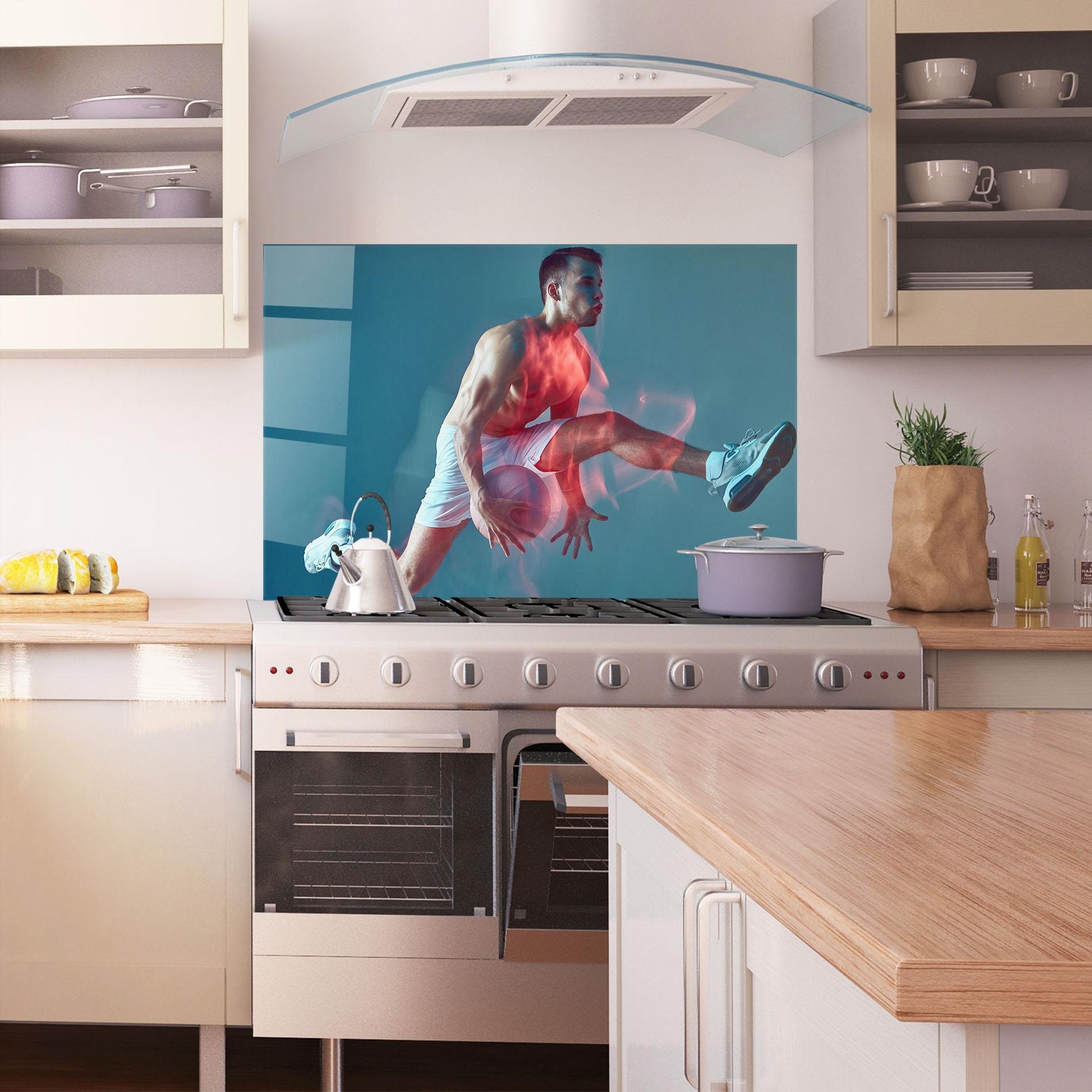 Стъклен панел за кухня Fire Basketball Player mockup 1