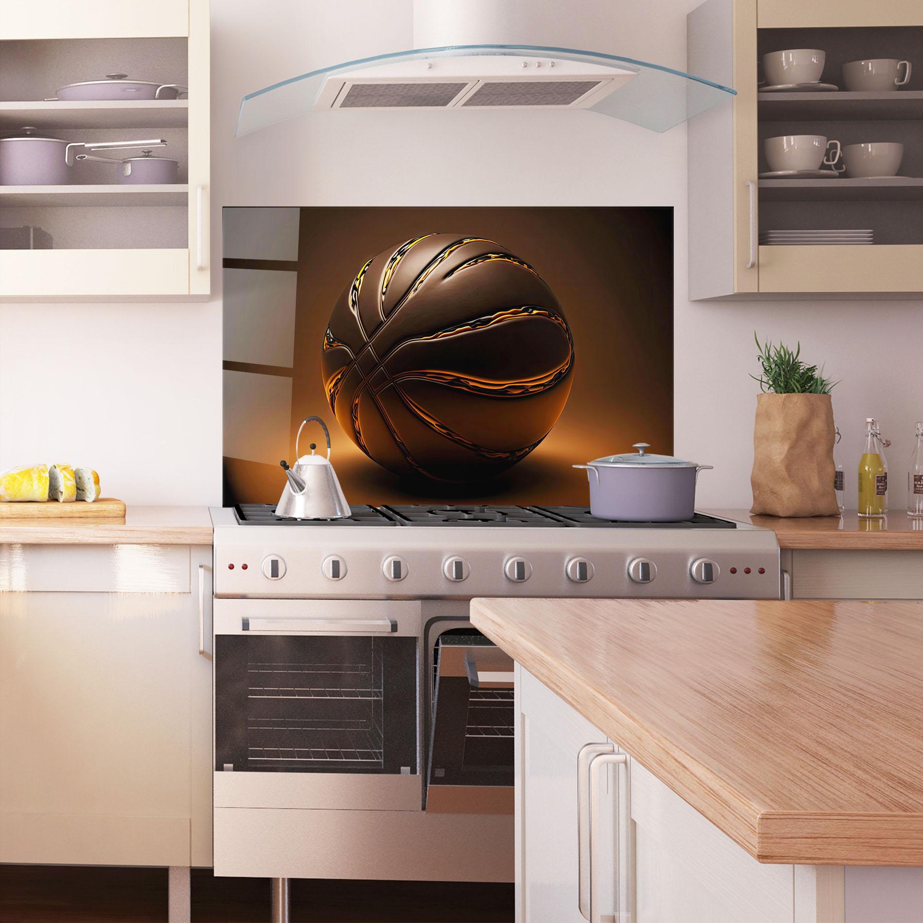 Стъклен панел за кухня Glossy Basketball mockup 1
