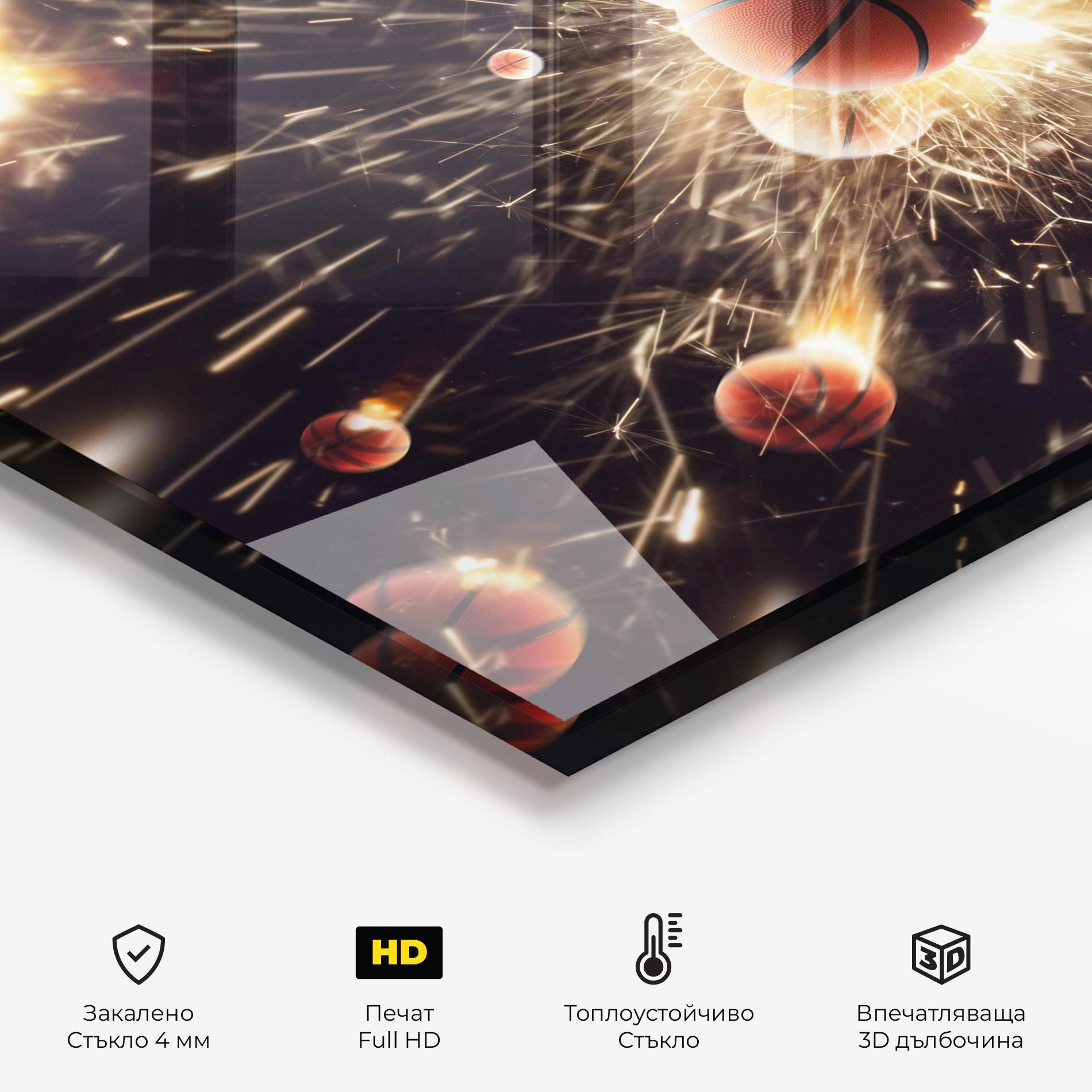 Стъклен панел за кухня Basketball Explosion mockup 2