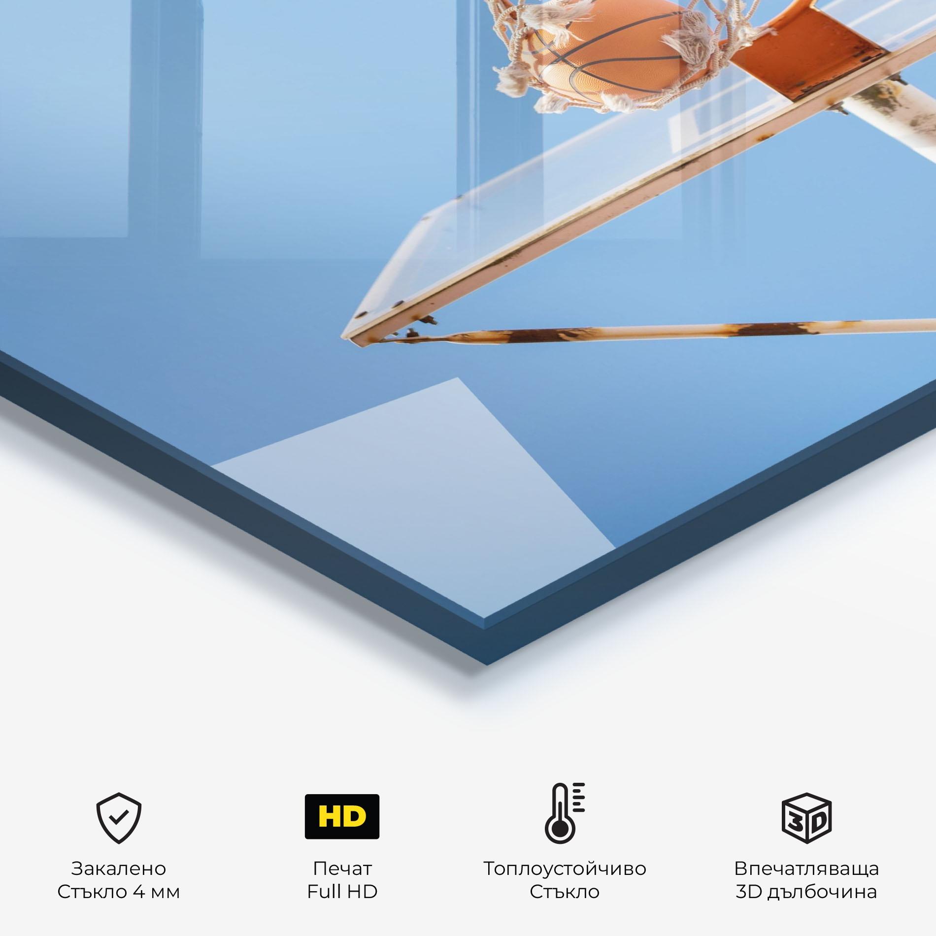 Стъклен панел за кухня Basketball Hoop Blue Sky mockup 2