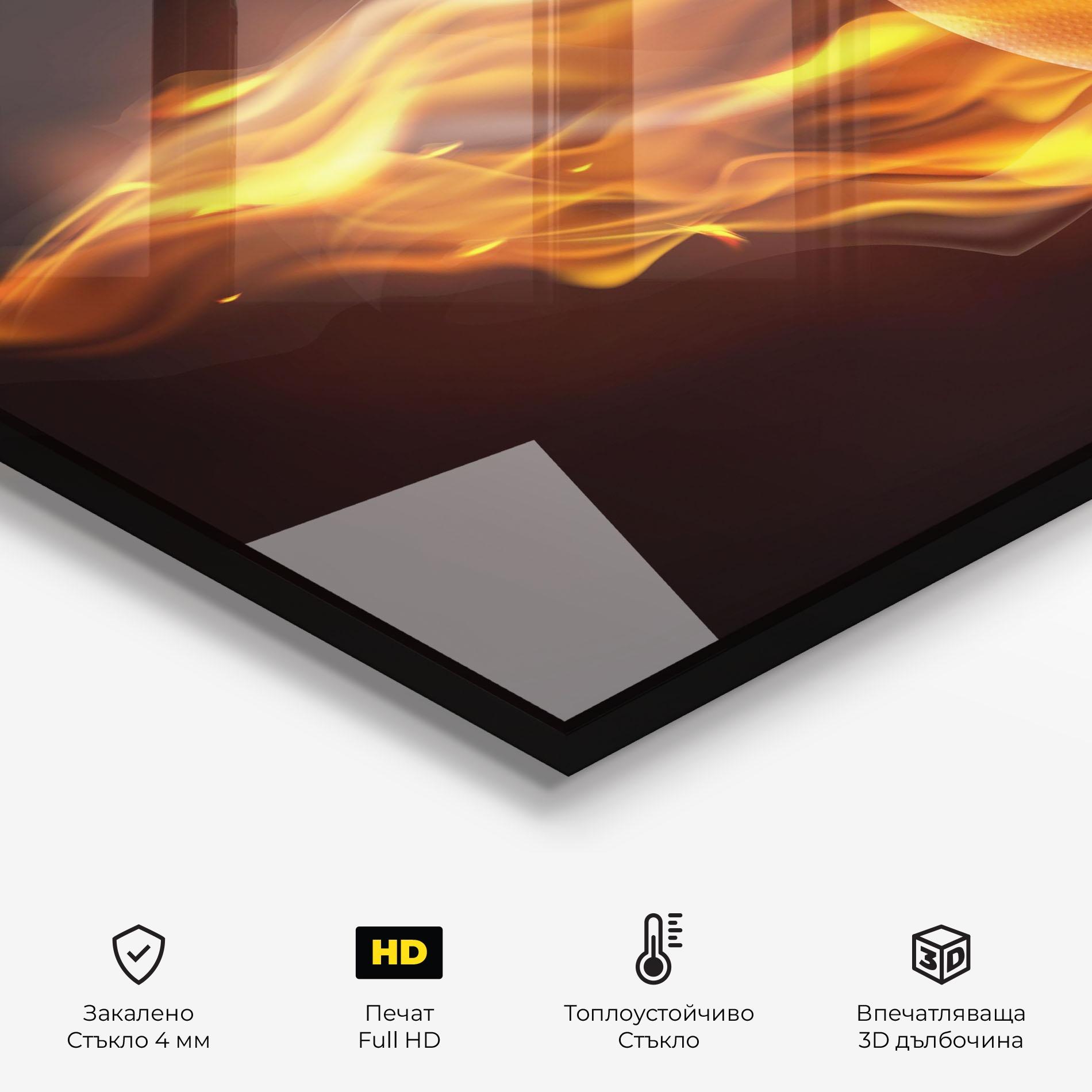 Стъклен панел за кухня Basketball On Fire mockup 2