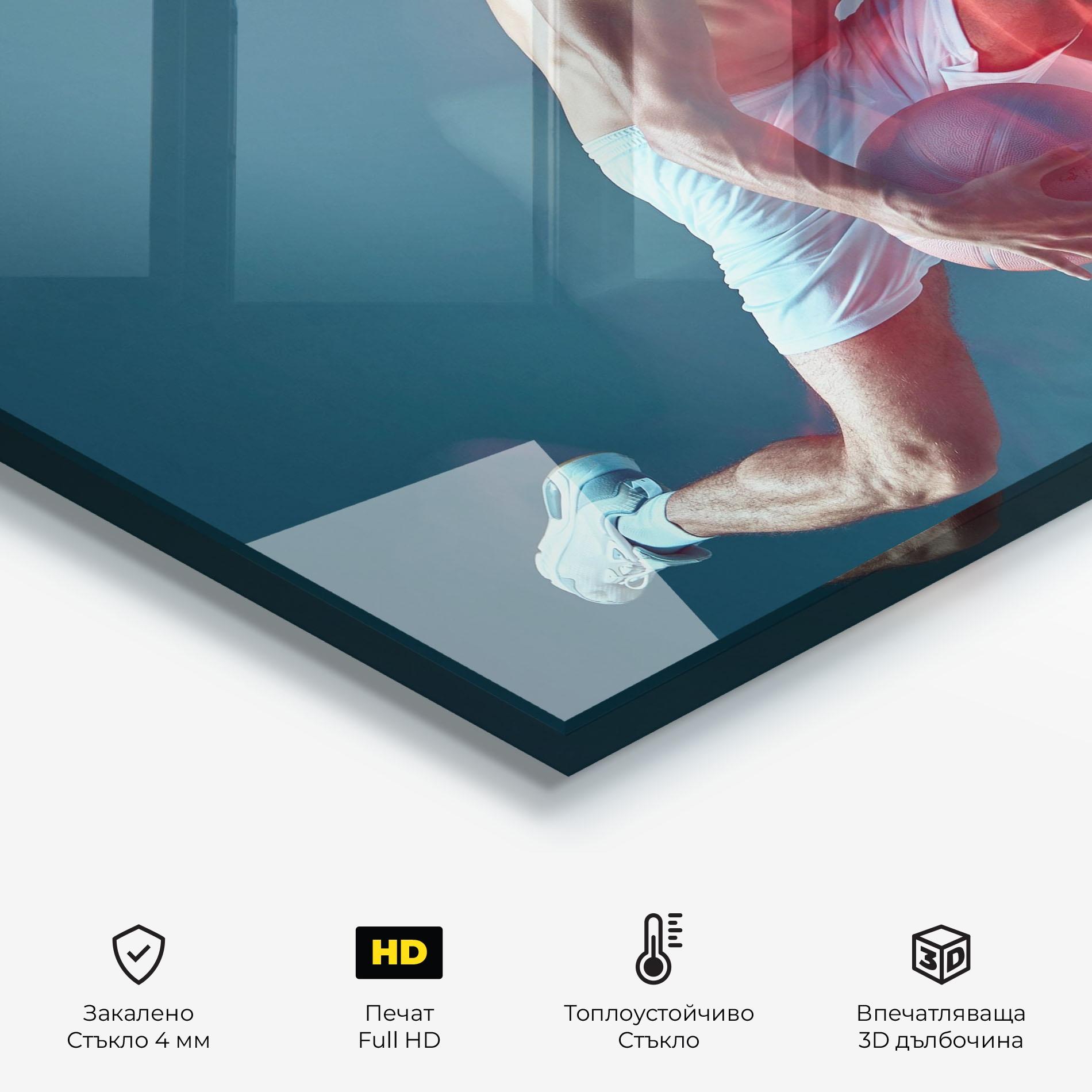 Стъклен панел за кухня Fire Basketball Player mockup 2